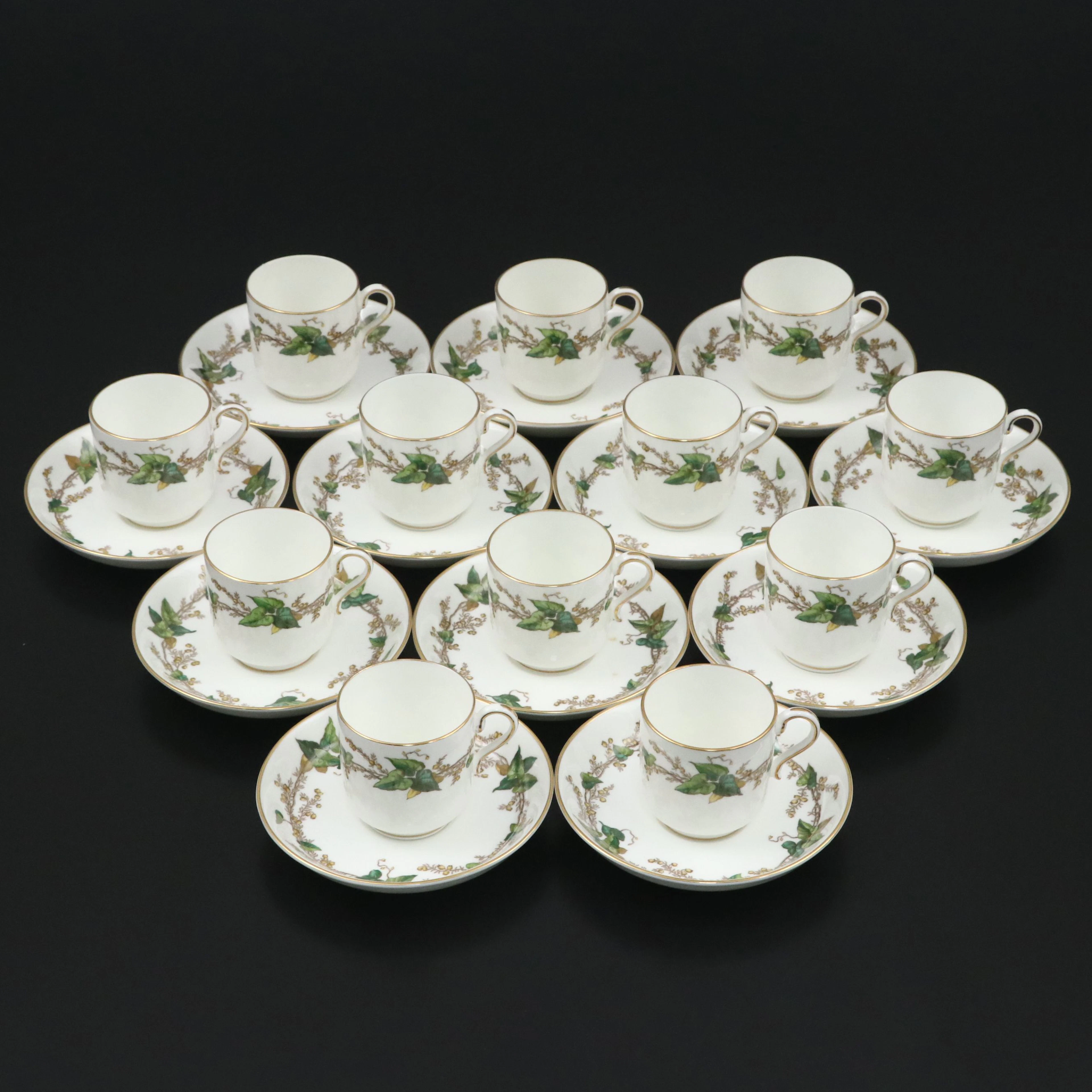 Minton "Lothian" Porcelain Demitasse Cups and Saucers