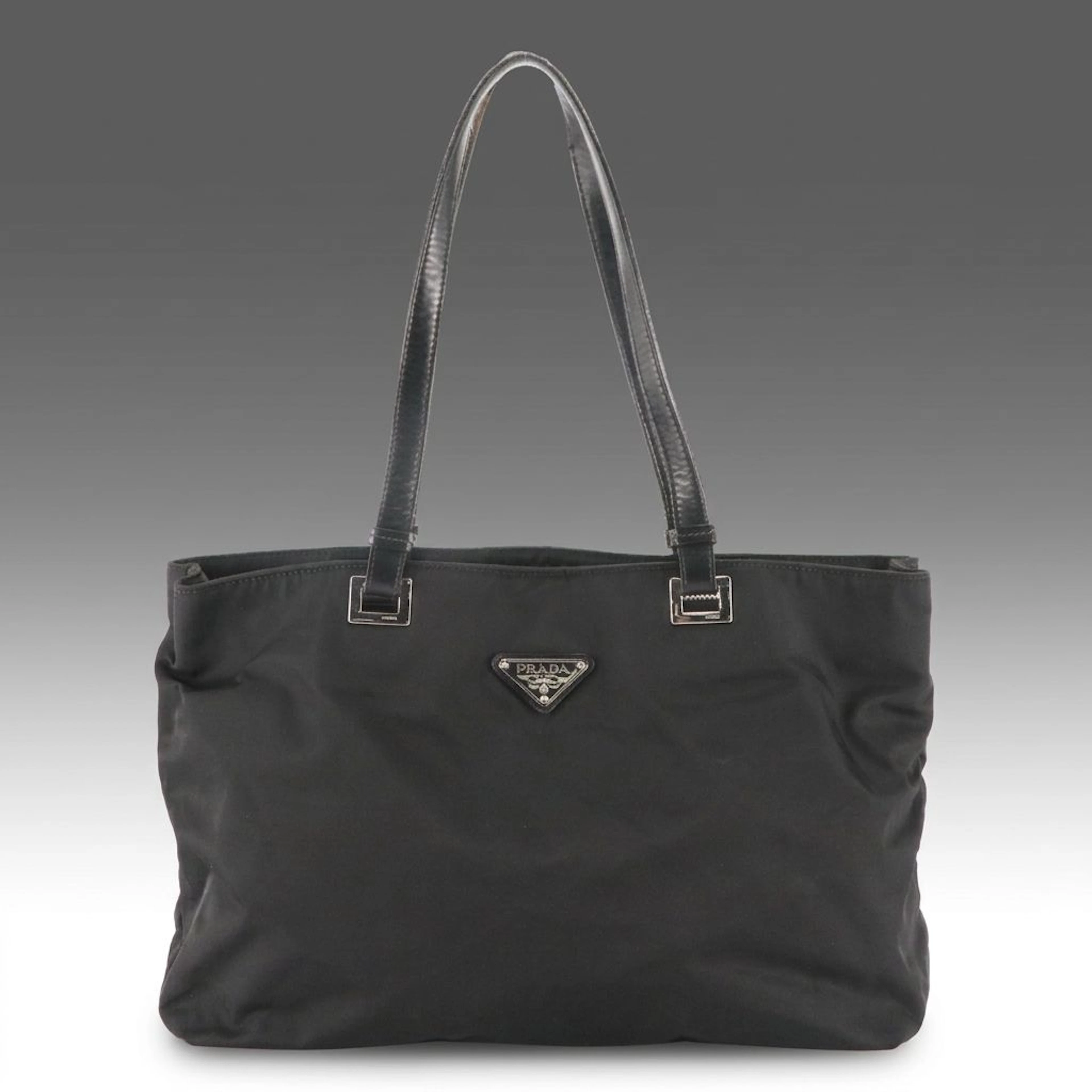 Prada Zip Tote Bag in Black Tessuto Nylon and Leather