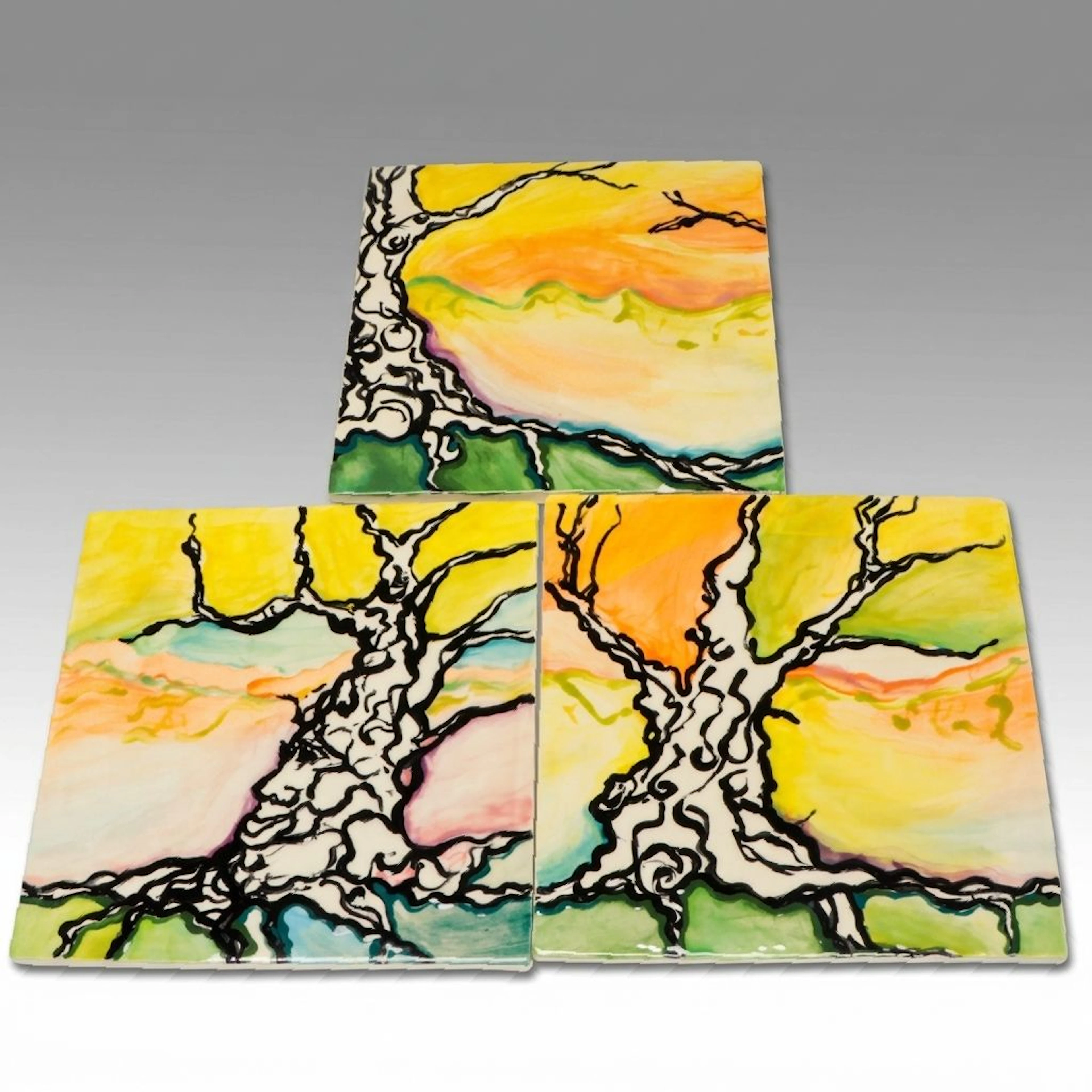 Polychrome Ceramic Tree Tiles