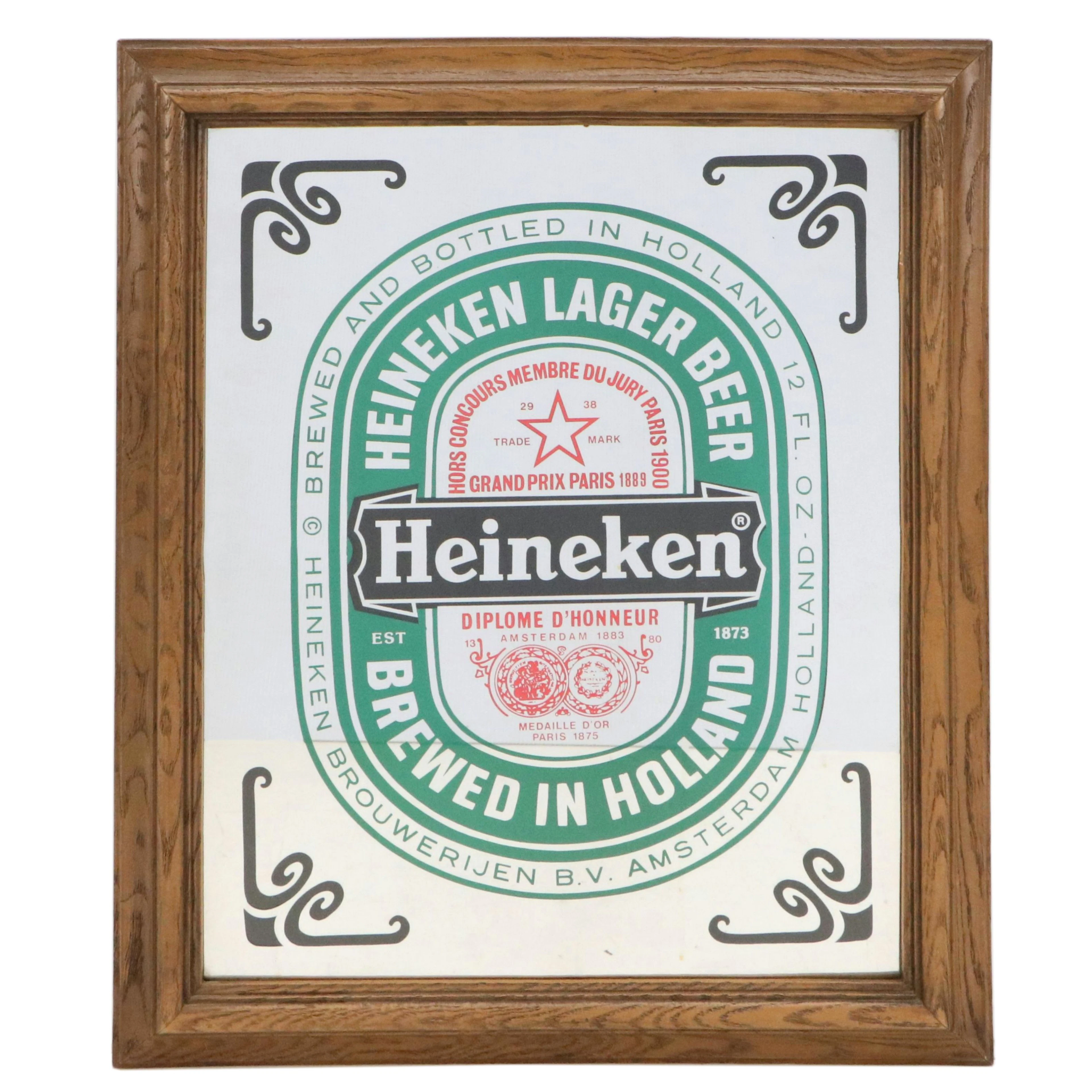 Heineken Serigraph Advertisement Mirror, Late 20th Century