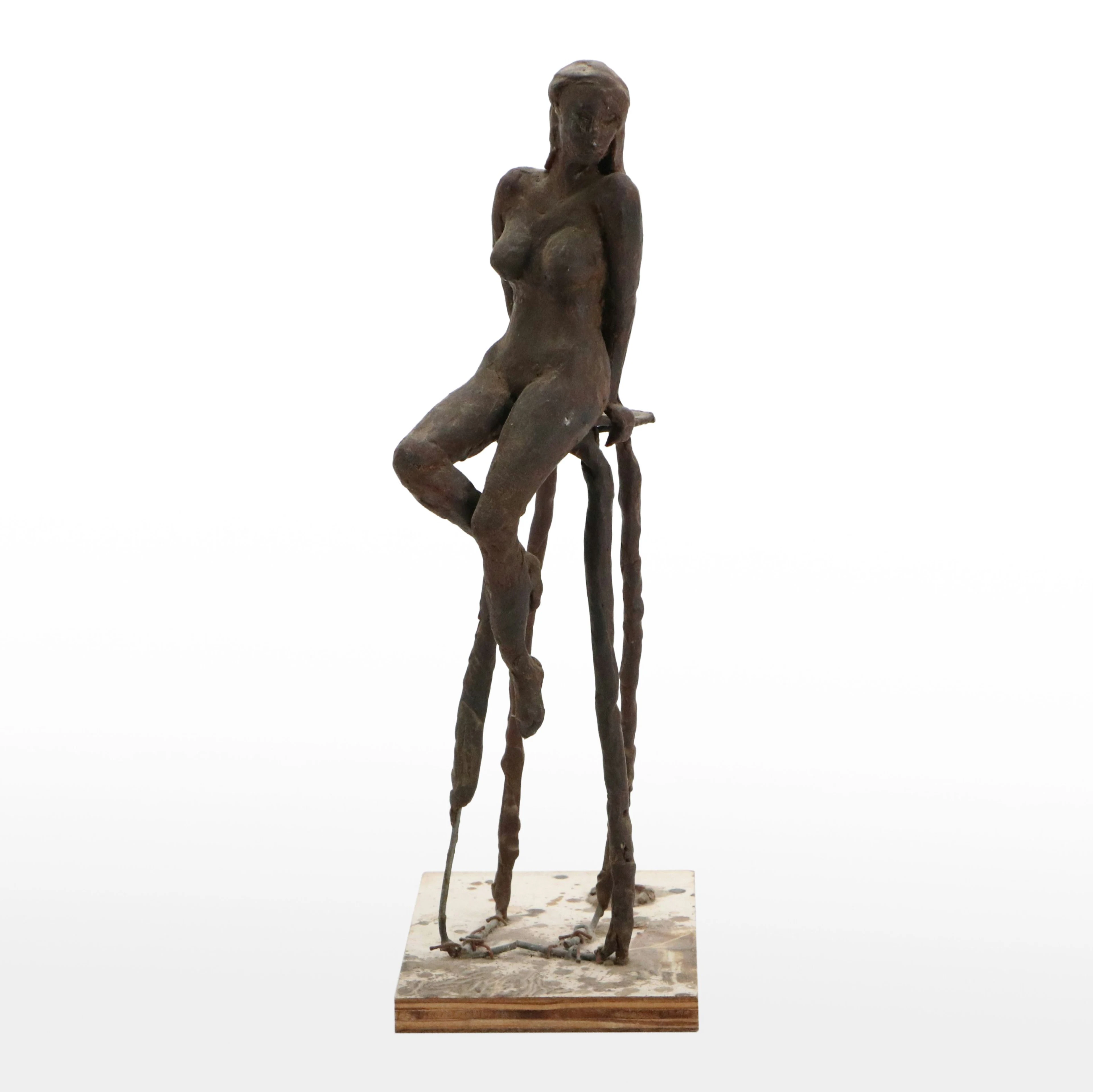 Figural Study Wax Sculpture of Seated Nude Female