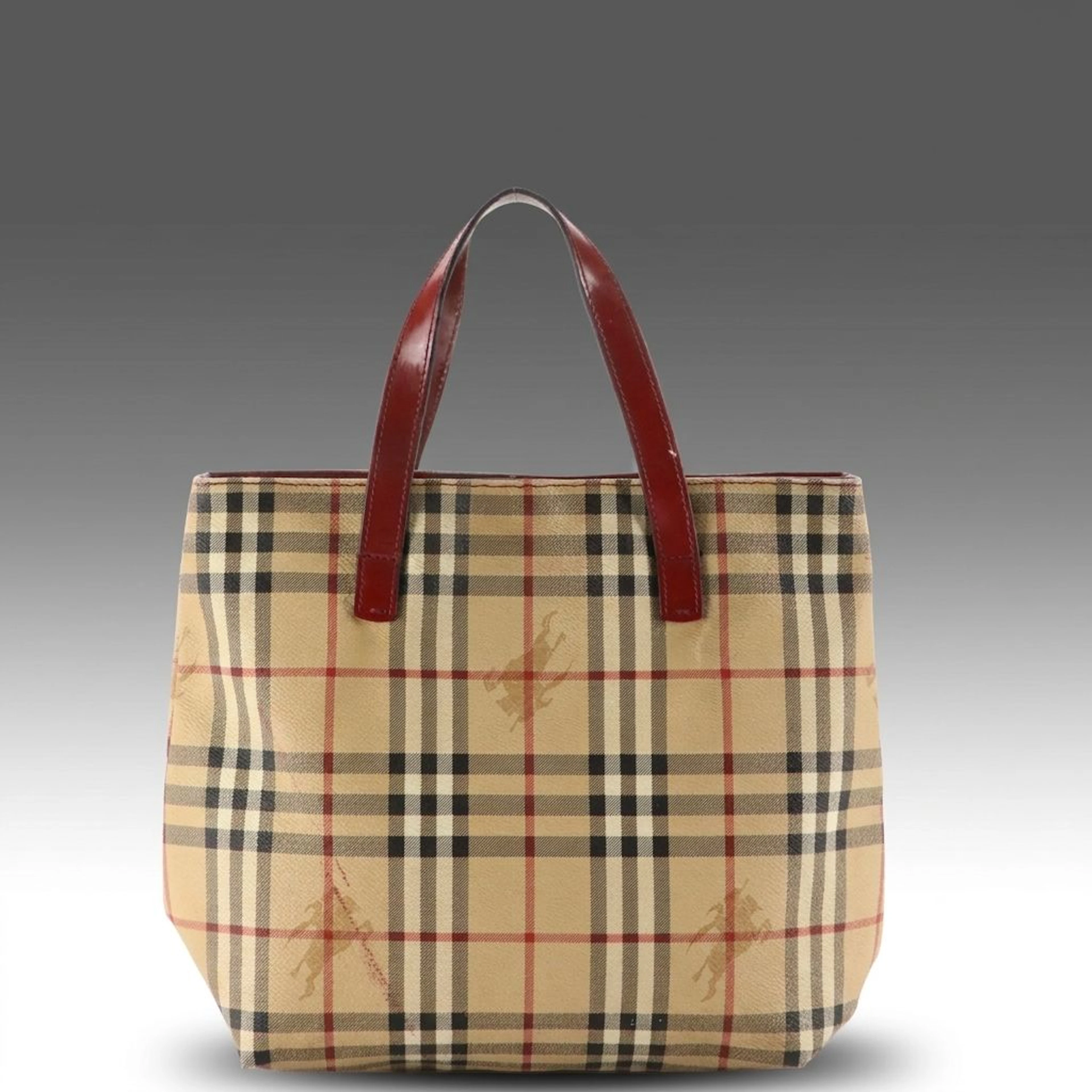 Burberry London Tote Bag in Haymarket Check Coated Canvas