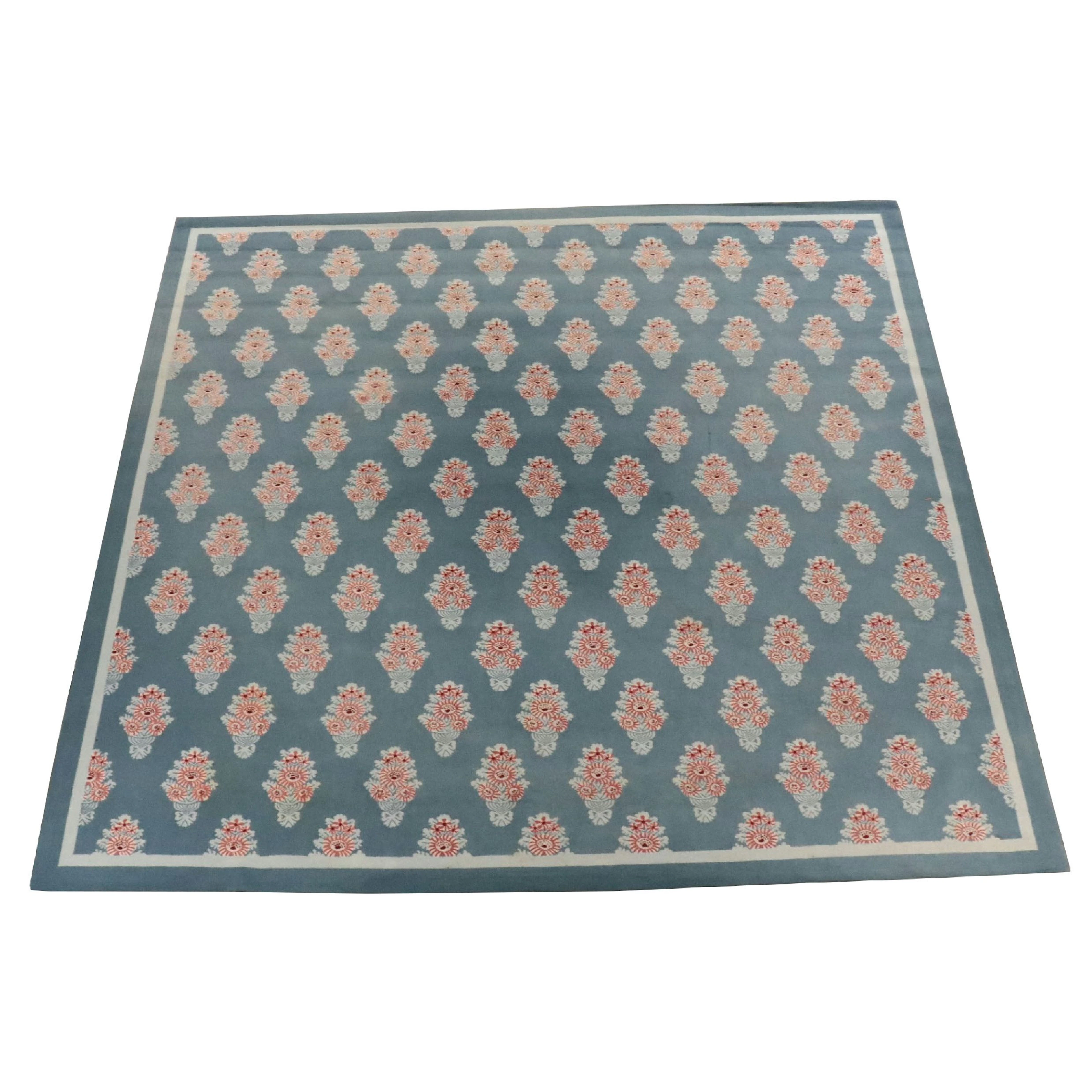 15'10 x 15'11 Square Custom Hand-Tufted Floral Lattice Room-Sized Rug