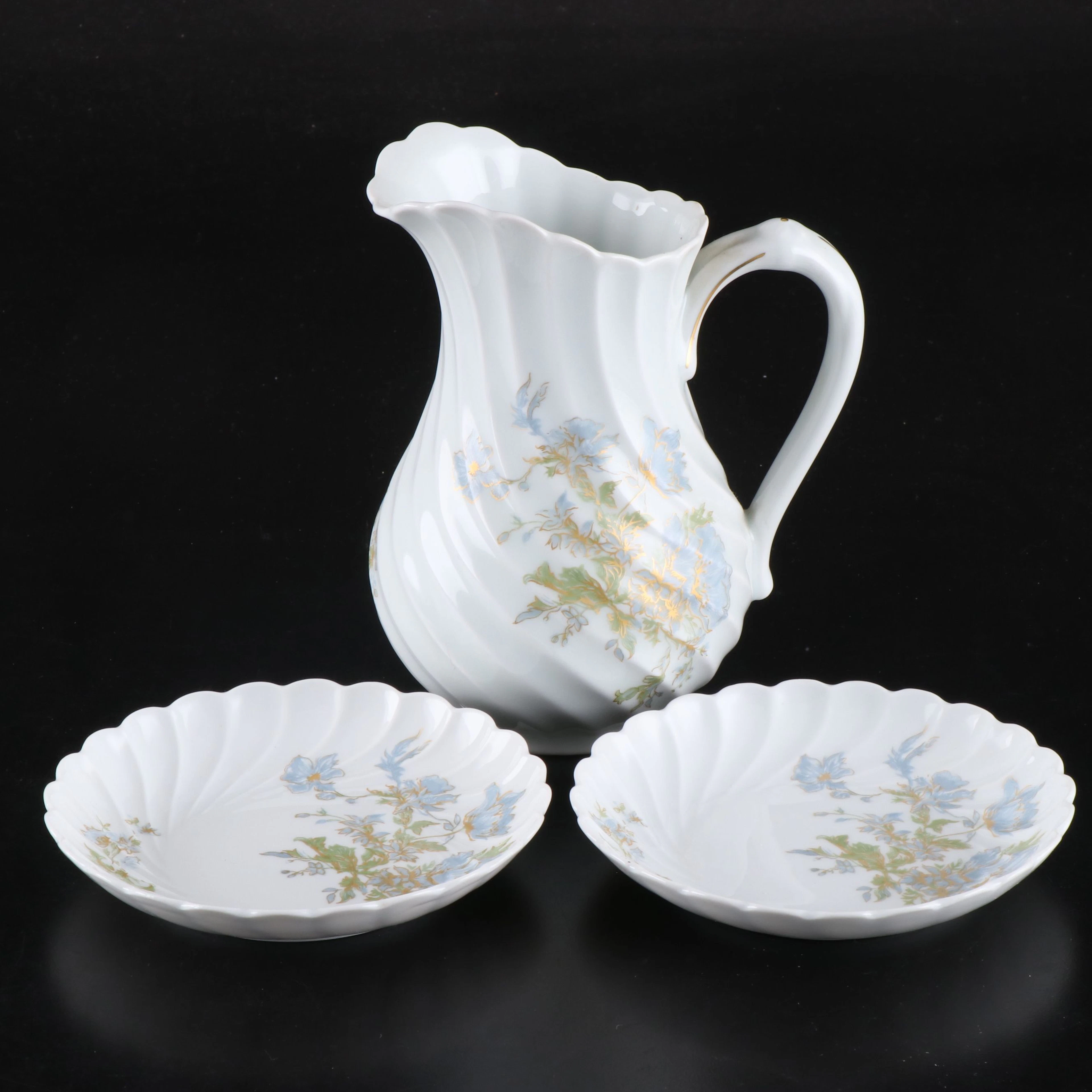 Haviland "Margaux" Porcelain Pitcher and Bowls Signed by Frederick Haviland