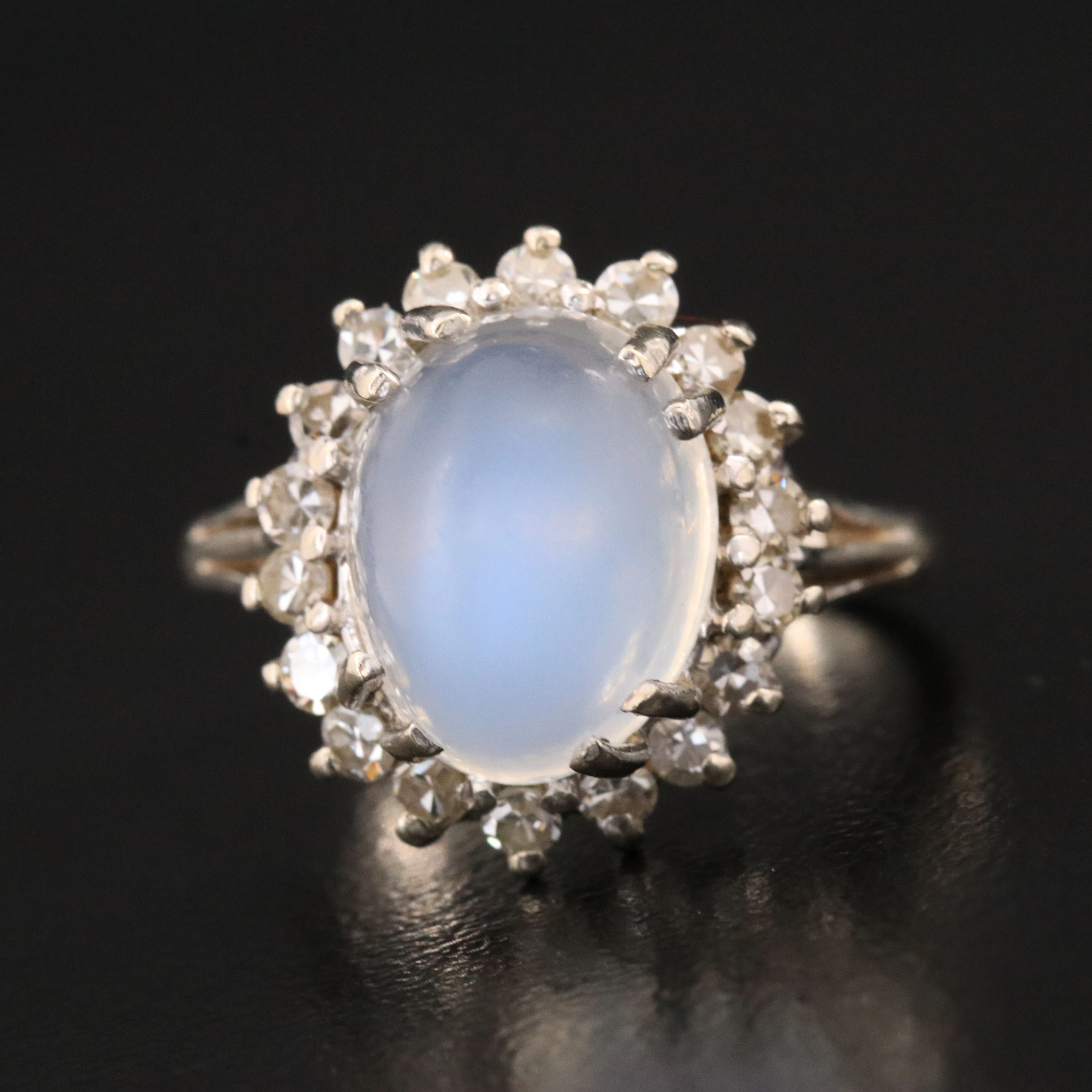 14K Moonstone and Diamond Ring
