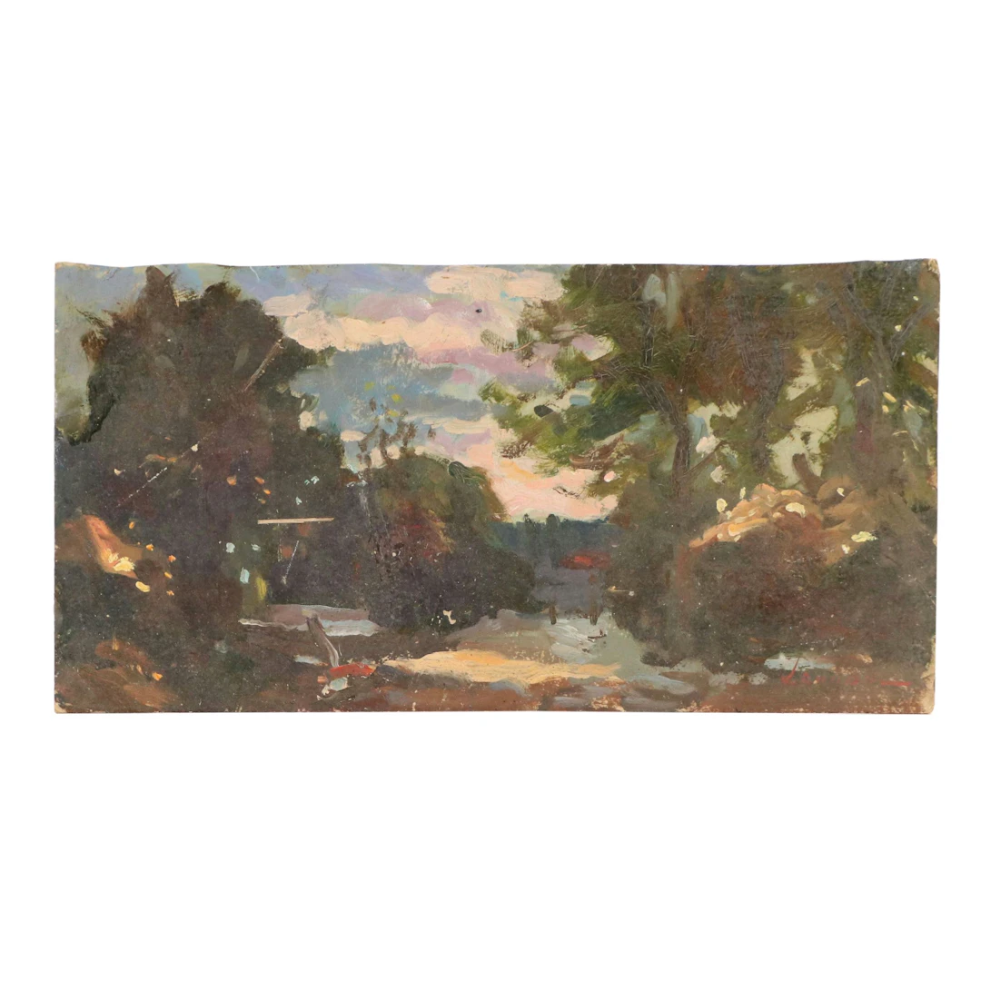 Bernard Lennon Oil Painting of Wooded Landscape, 20th Century