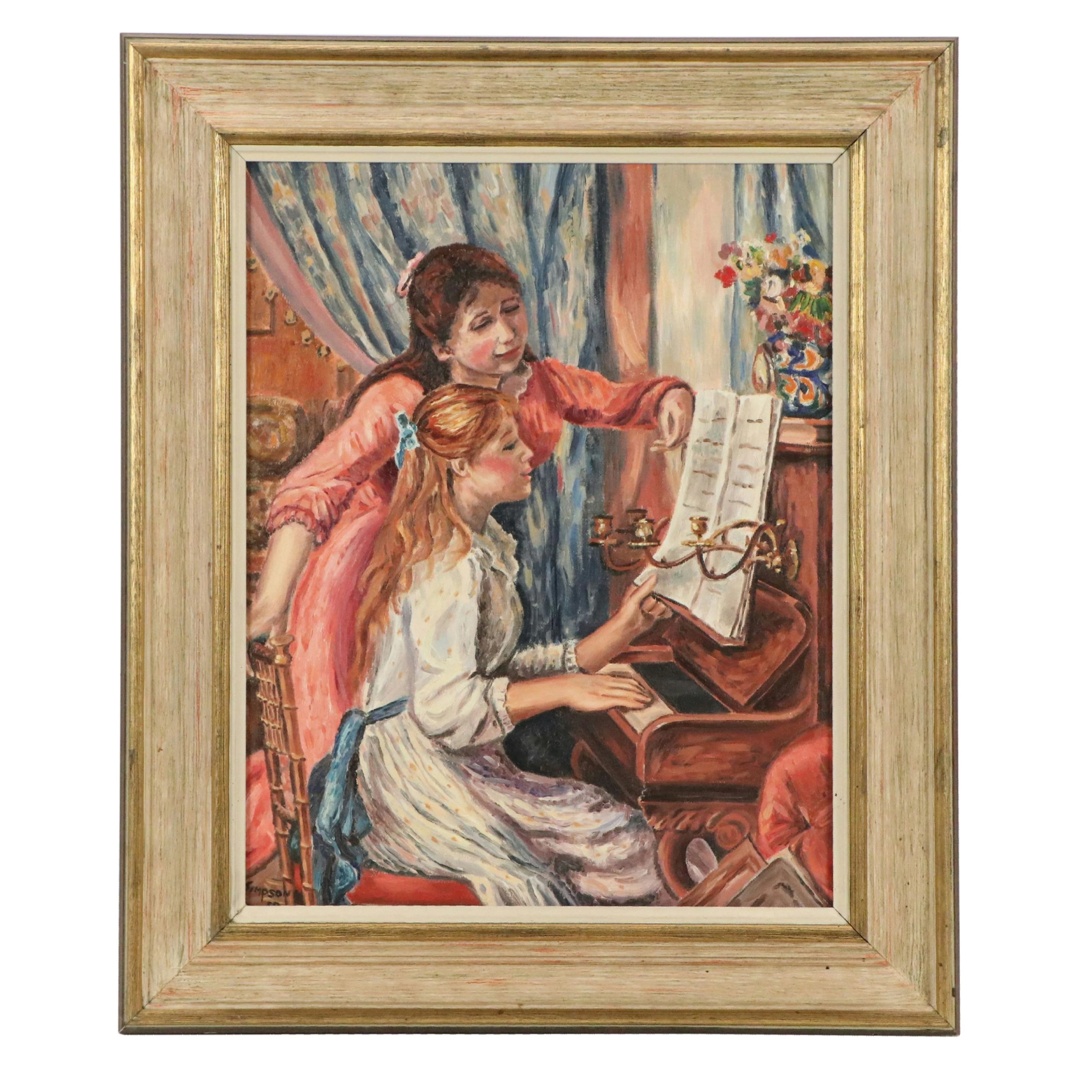 After Renoir Oil Painting "Young Girls at the Piano"