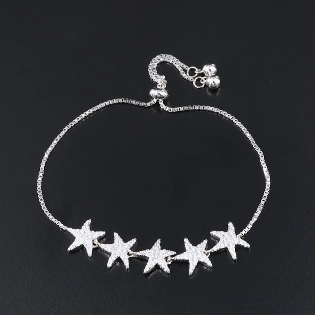 Sterling Pavé CZ Star Slide Bracelet