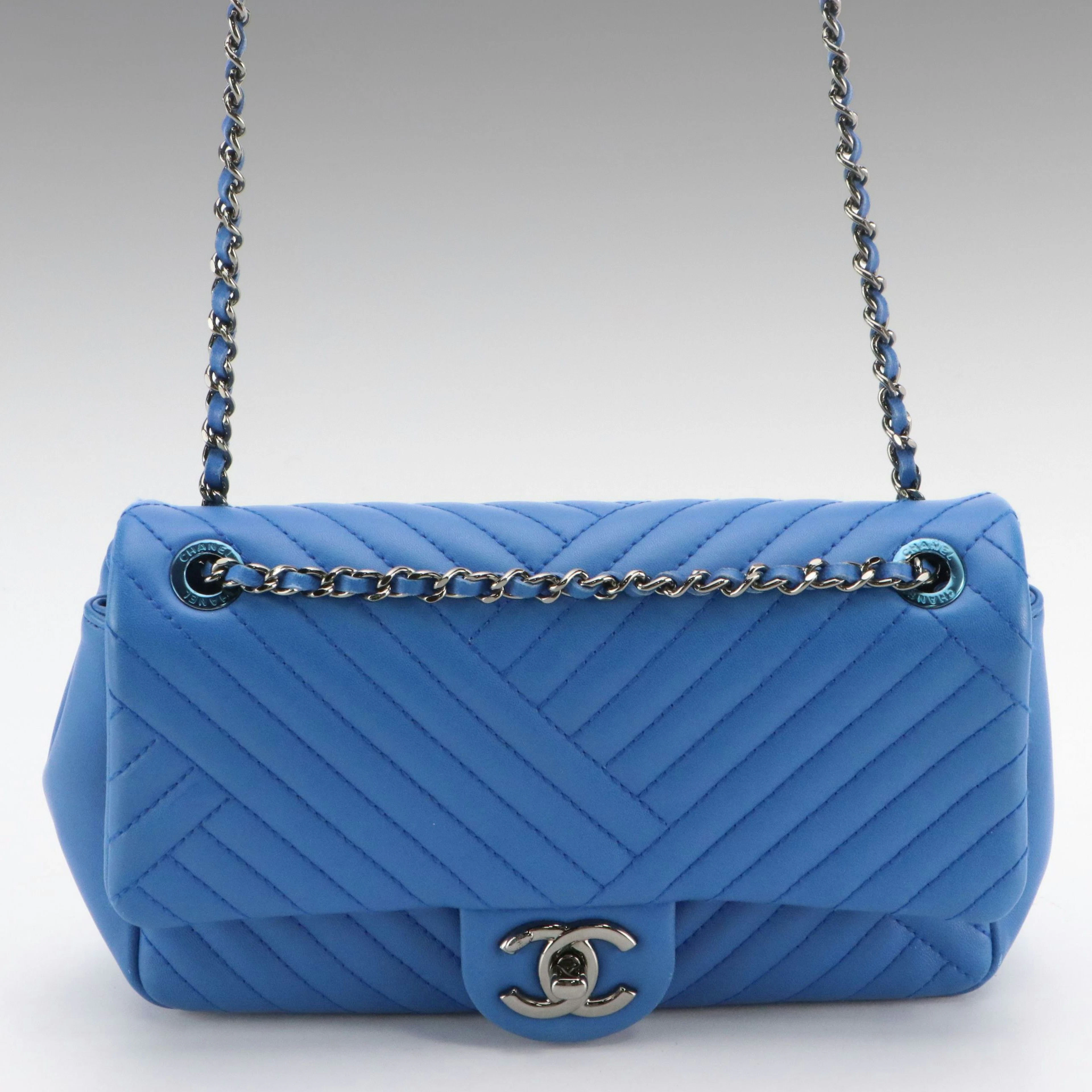 Chanel Crossing Flap Chain Strap Bag in Cobalt Blue Matelassé Lambskin Leather