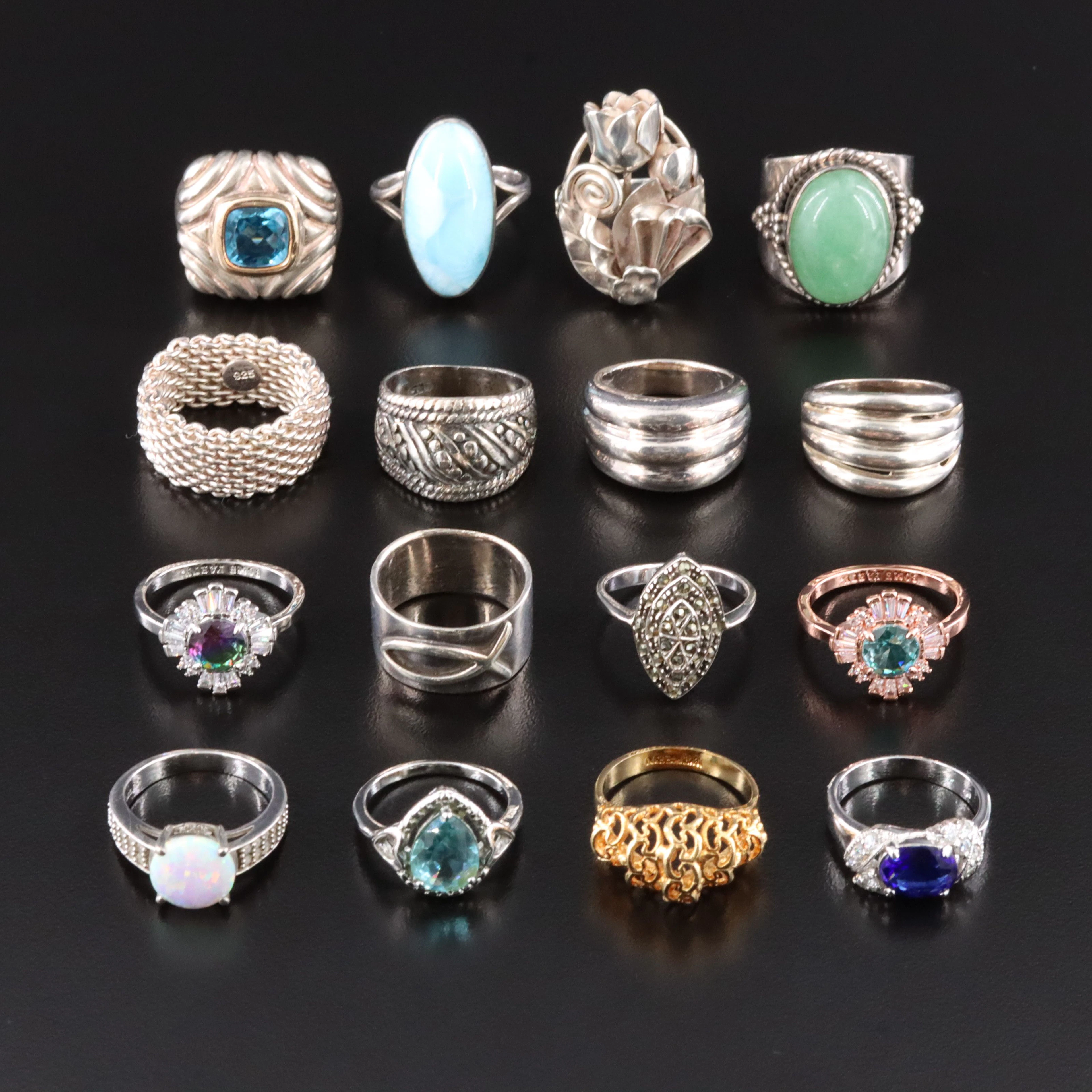 Sterling, Larimar and Aventurine Featured in Ring Collection