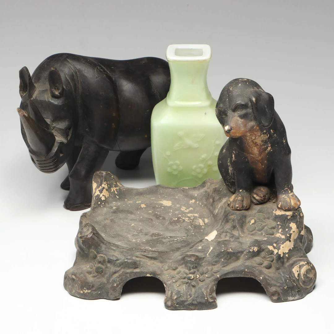 Seated Puppy Ceramic Desk Tray and Other Décor