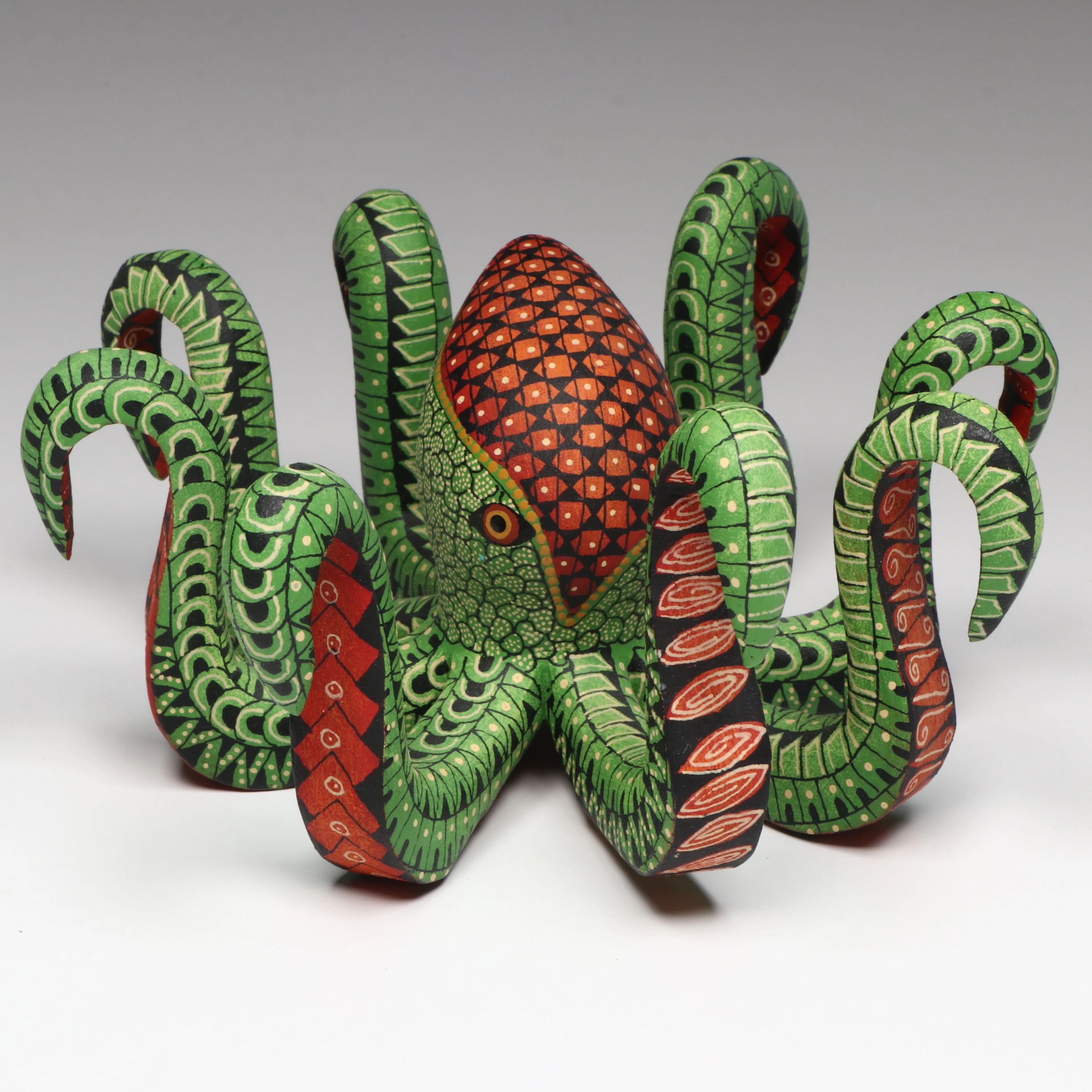 Roxana and Jesus Hernandez Mexican Folk Art Hand-Carved Wood Octopus