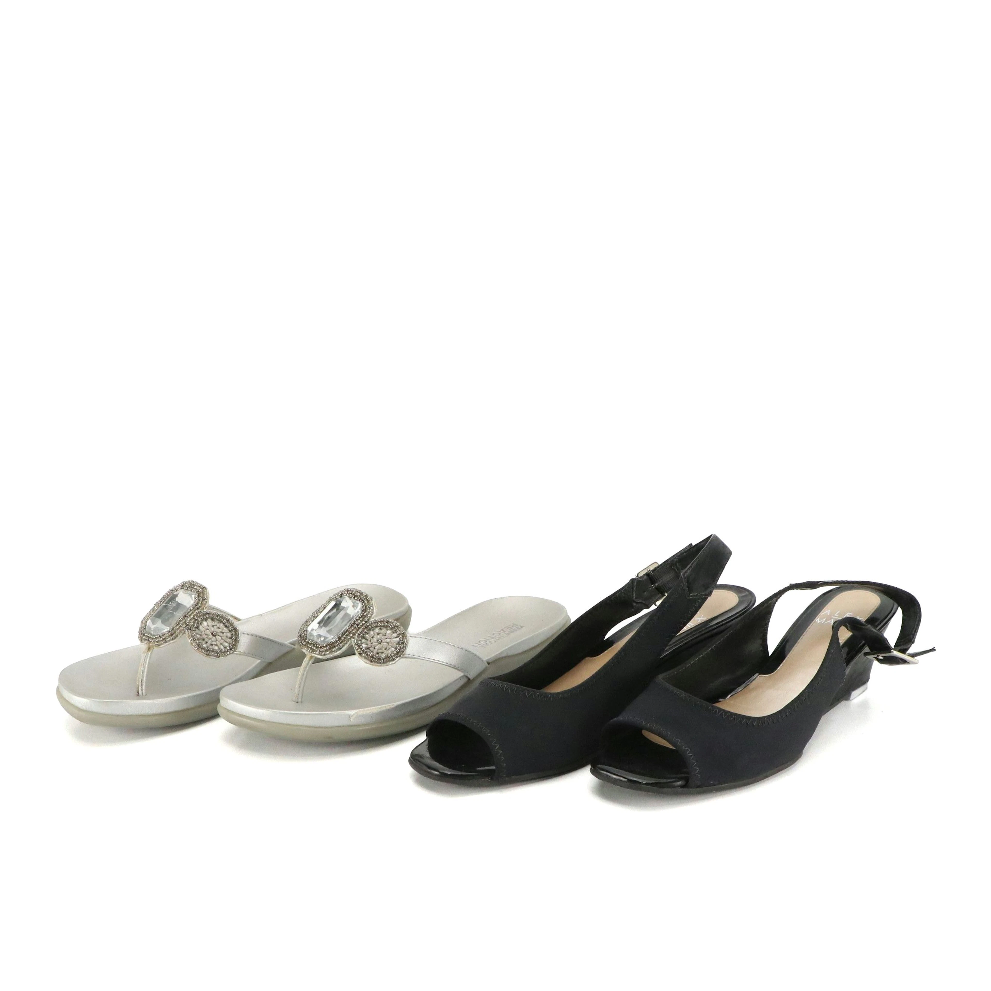 Kenneth Cole Reaction Silver Embellished Glam Sandals, Alex Marie