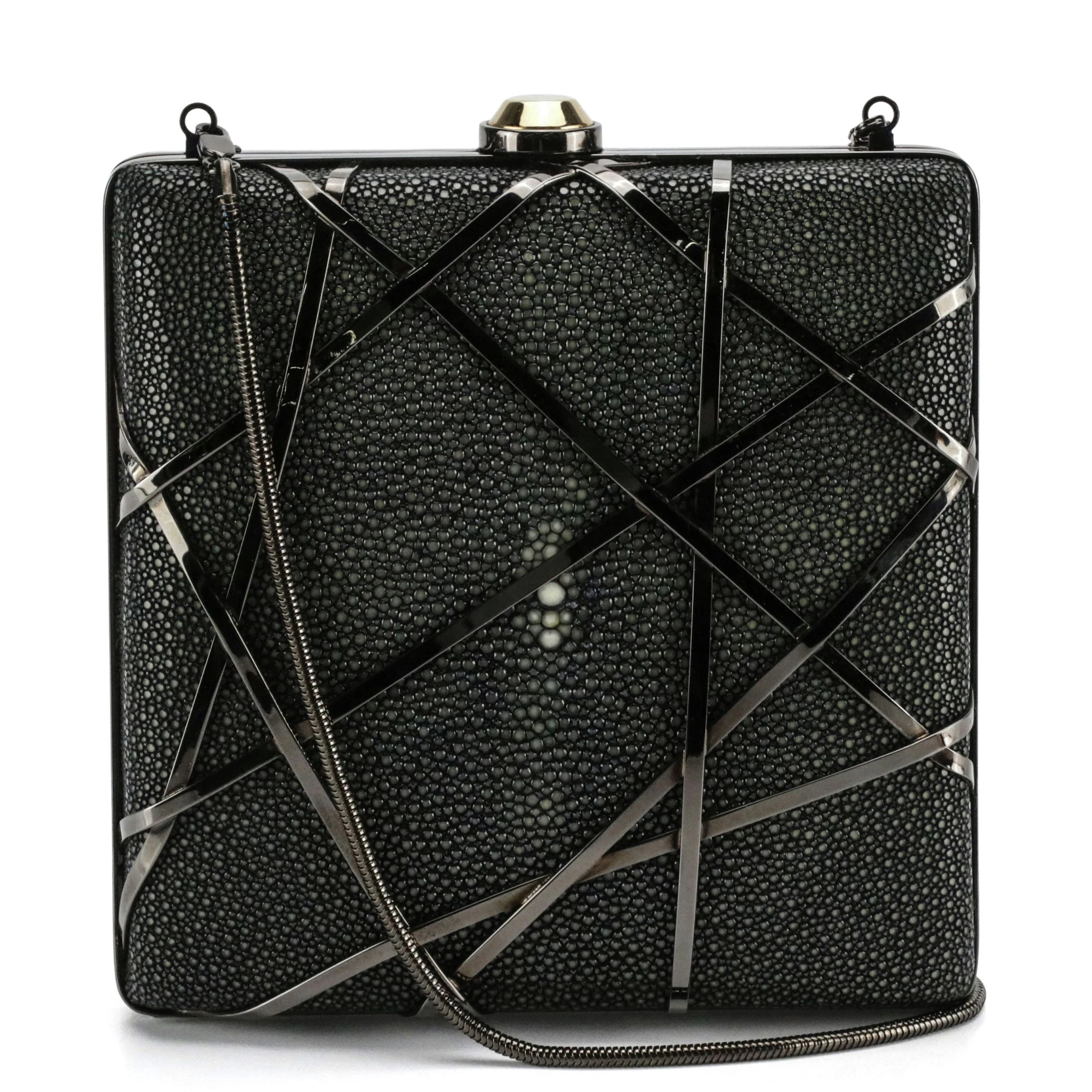 Reed Krakoff Shagreen and Lambskin Leather Minaudière Crossbody