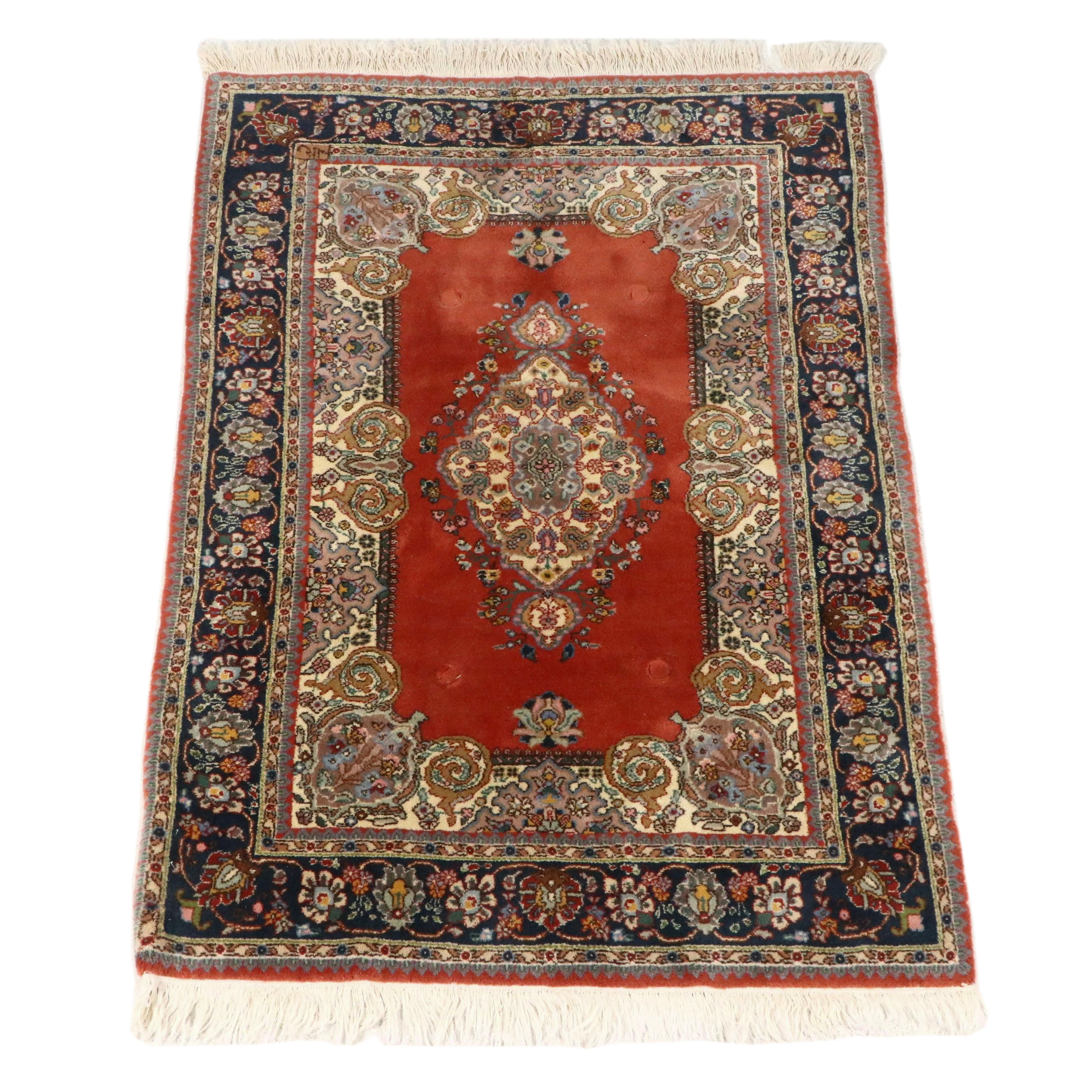 4'5 x 7'1 Hand-Knotted Indo-Persian Kerman Area Rug