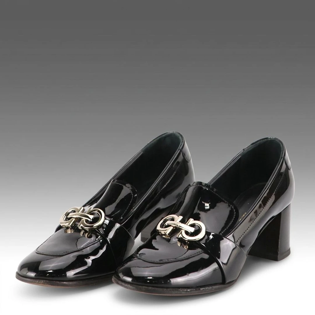 Salvatore Ferragamo Gancini Loafer Pumps in Patent Leather