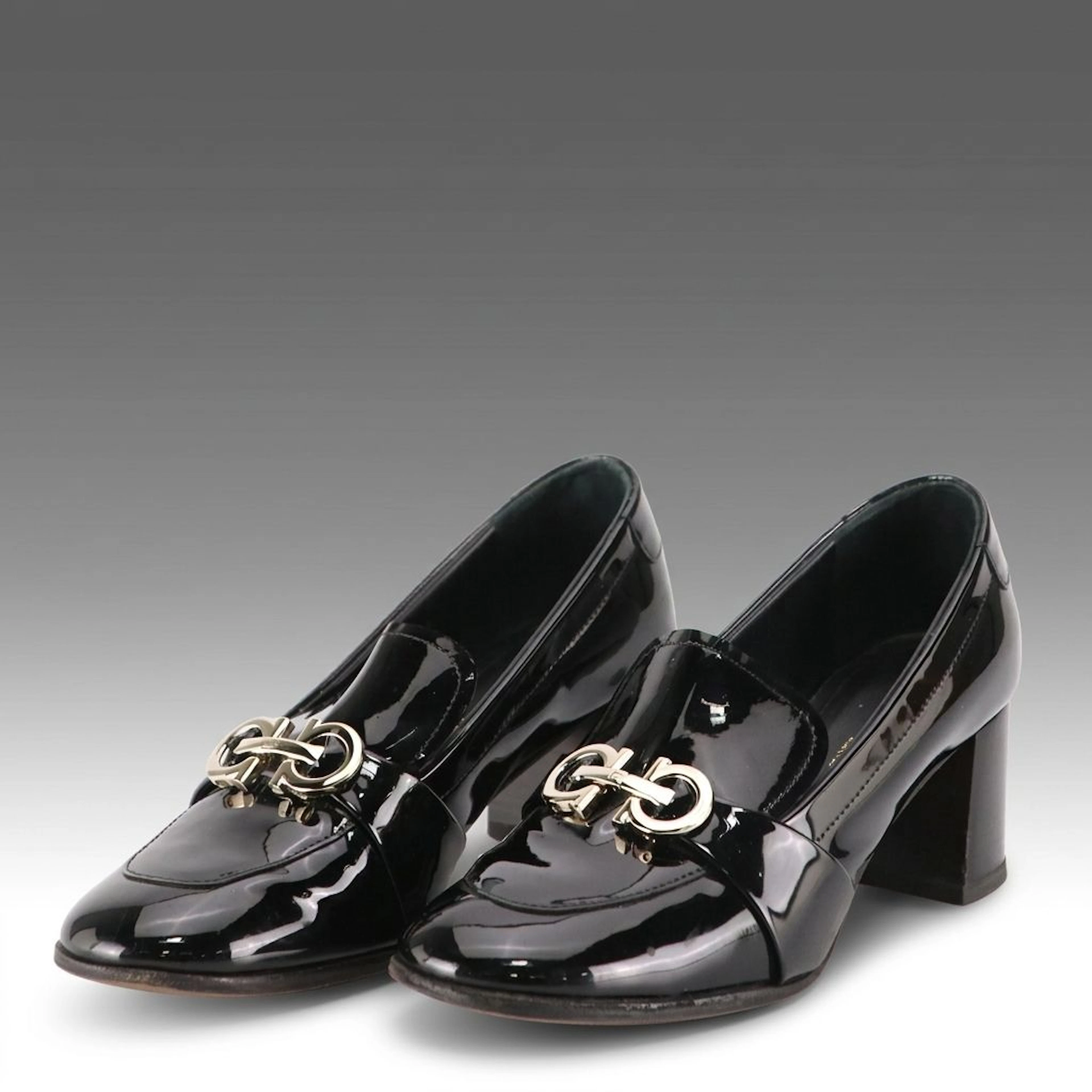 Salvatore Ferragamo Gancini Loafer Pumps in Patent Leather
