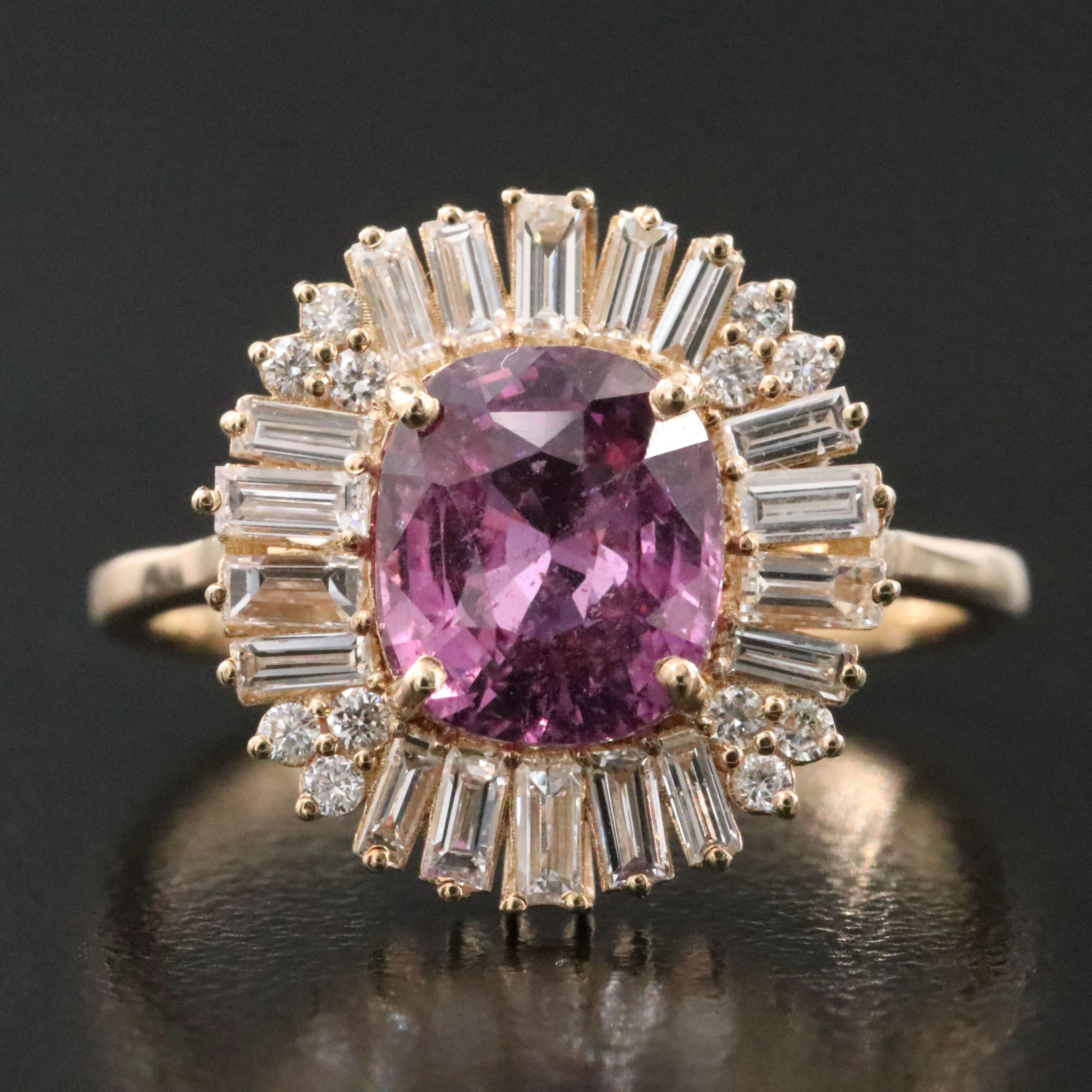 18K 2.53 CT Madagascan Pink Sapphire and 0.73 CTW Diamond Ring with GIA Report