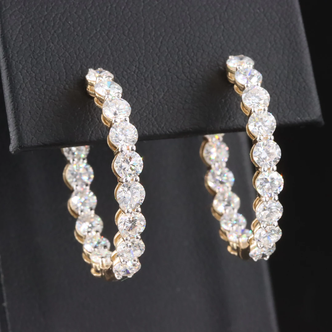 14K 6.21 CTW Lab Grown Diamond Hoop Earrings