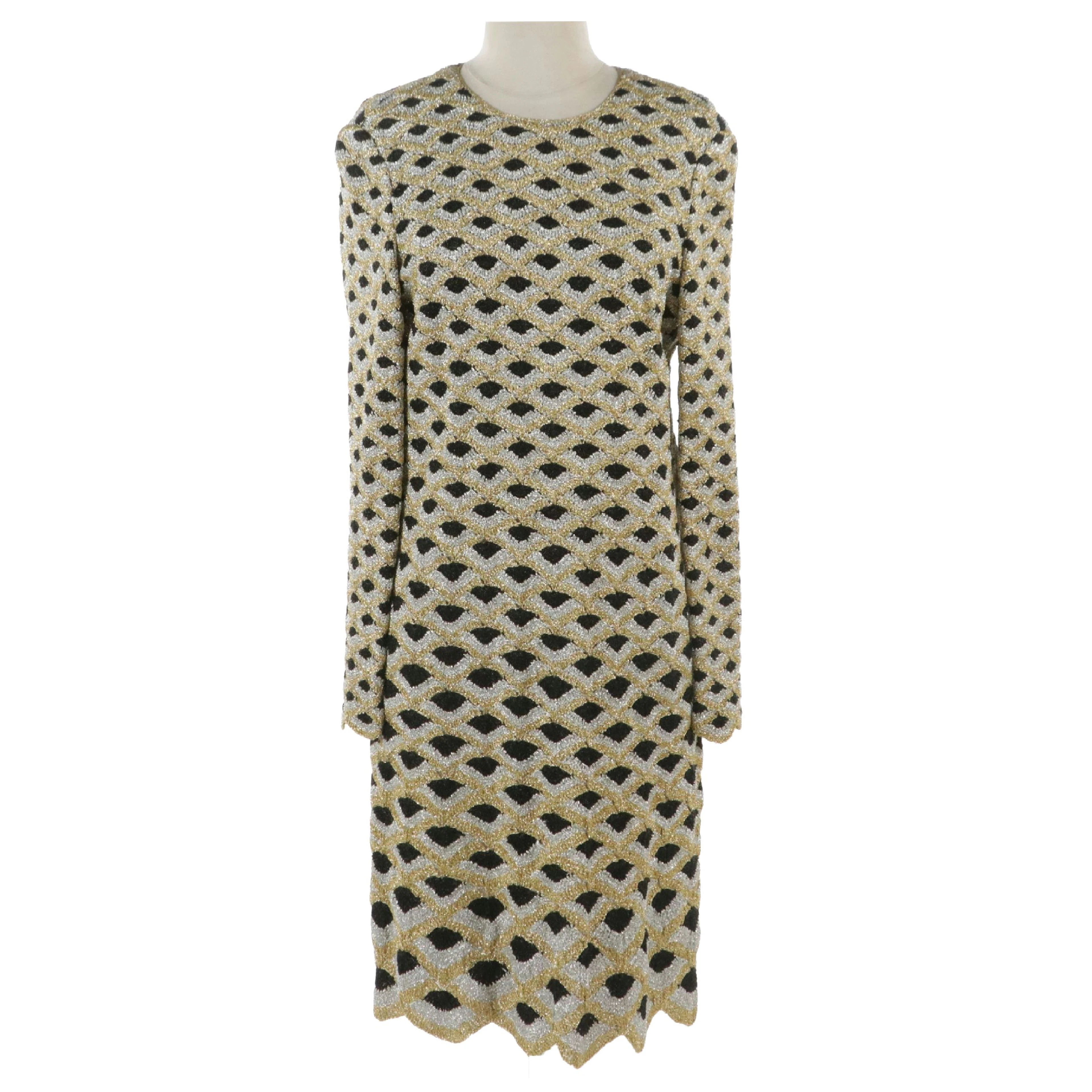Christian Dior Boutique Metallic Cocktail Dress with Scalloped Hemline, 1960s