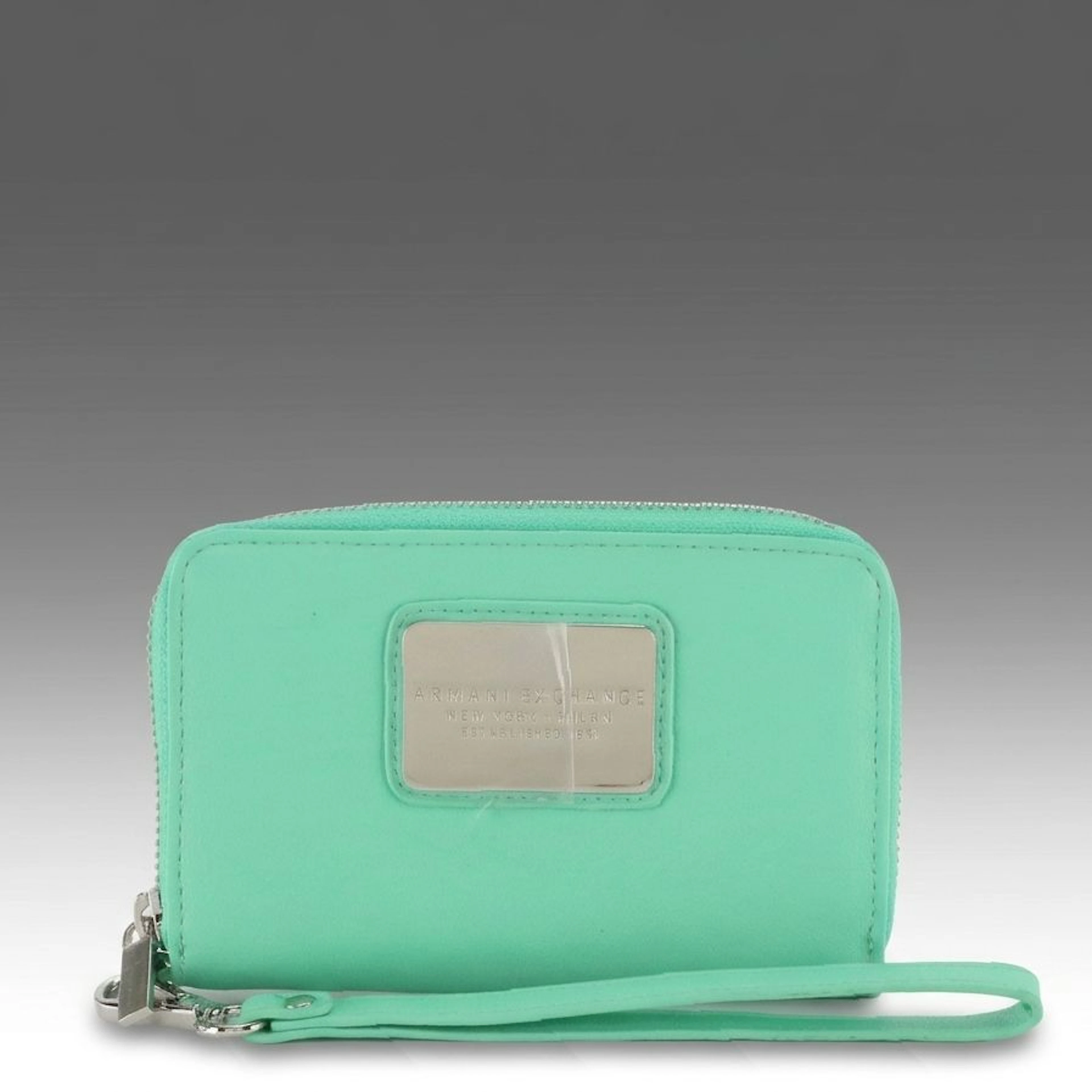 Armani Exchange Zip-Around Wallet in Mint Green Faux Leather