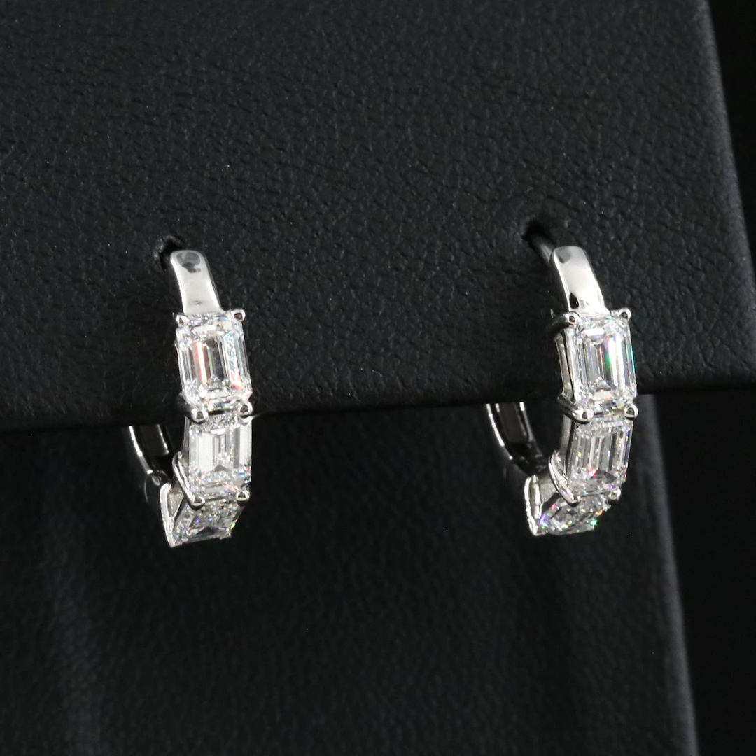 Platinum 2.00 CTW Diamond Huggie Hoop Earrings with GIA Reports