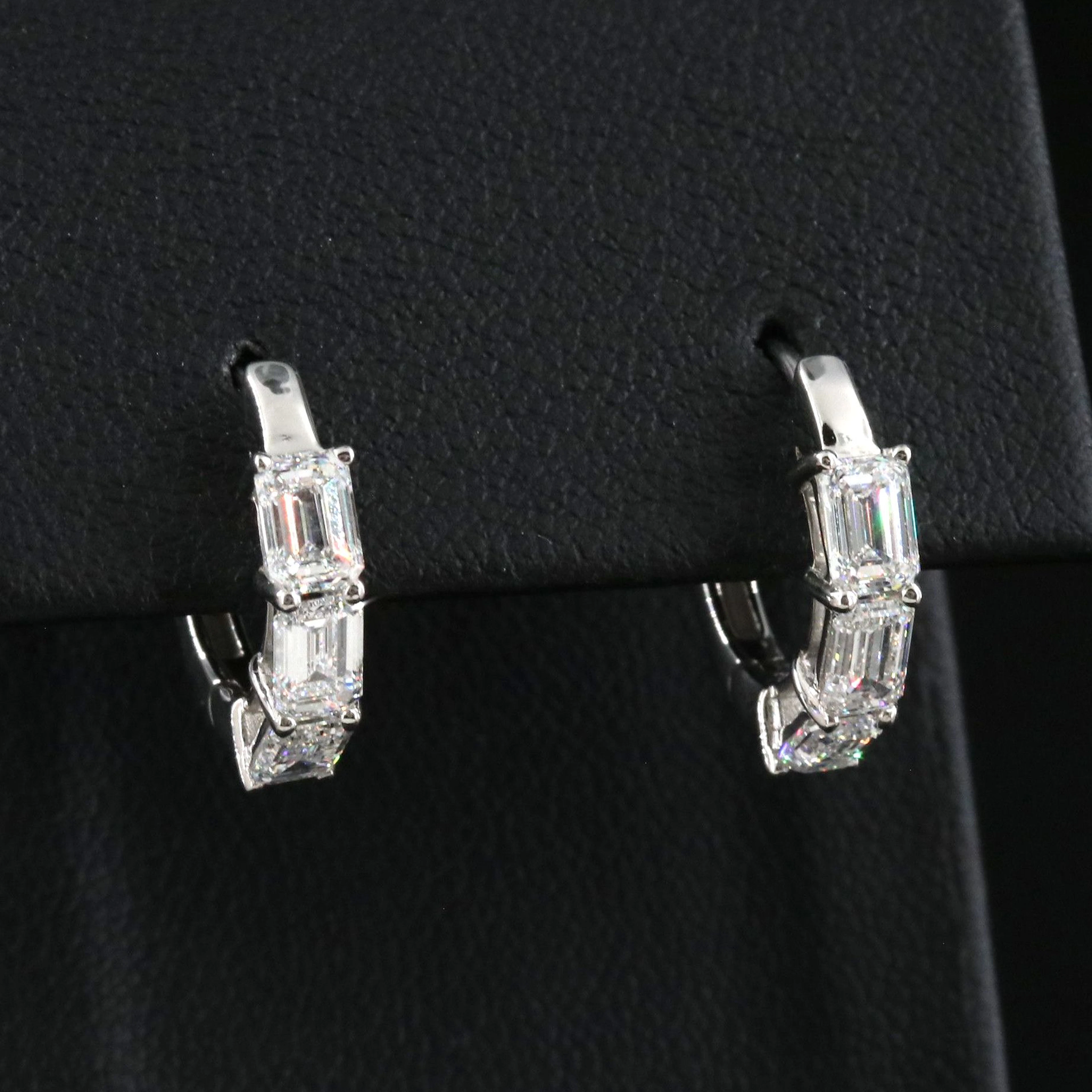 Platinum 2.00 CTW Diamond Huggie Hoop Earrings with GIA Reports