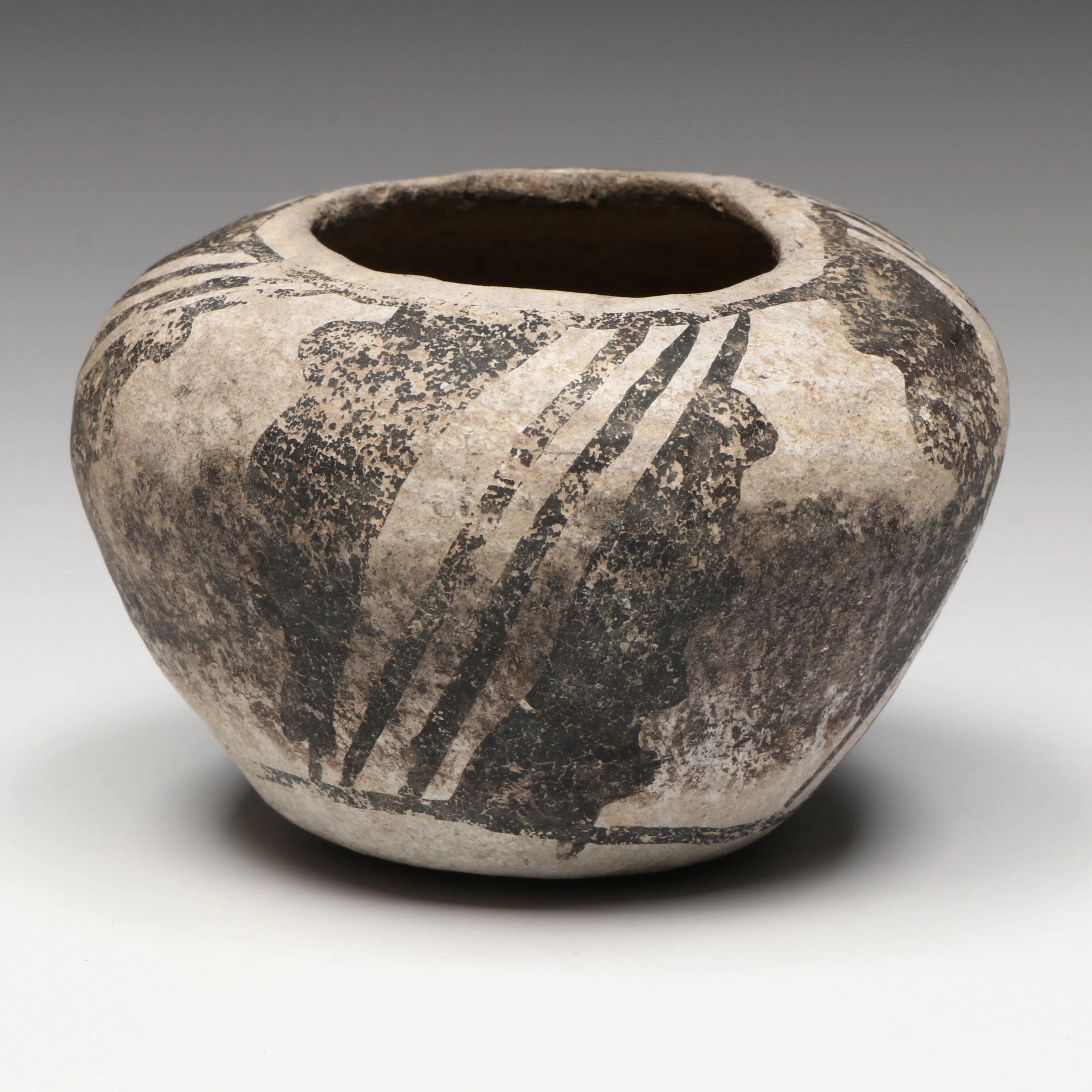 Mimbres Black on White Pottery Jar, 10th to 12th Century