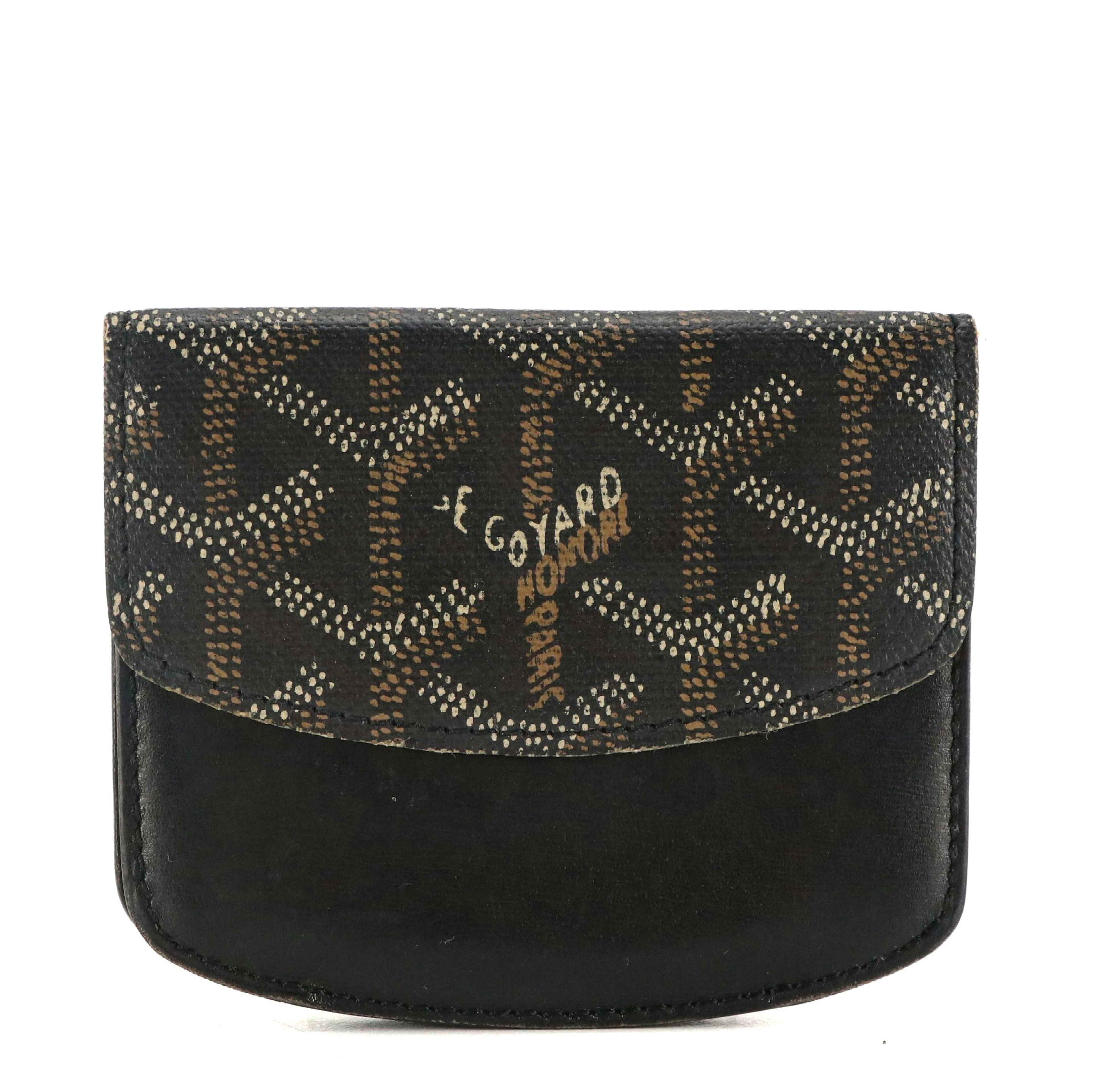 Goyard Boîte Coin Purse in Navy Goyardine Canvas and Leather