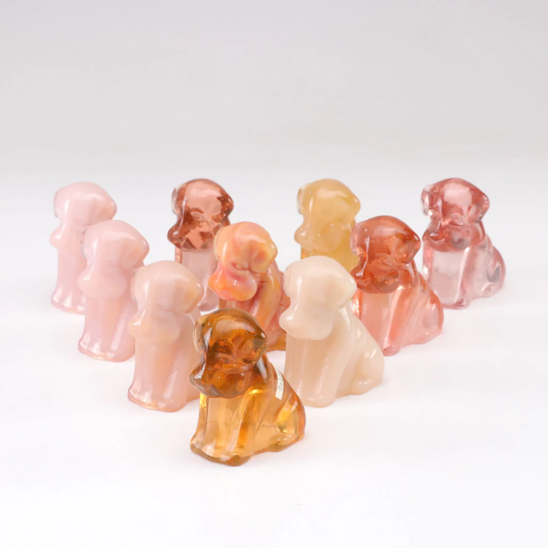 Degenhart Uranium and Slag Glass "Pooch" Dog Figurines