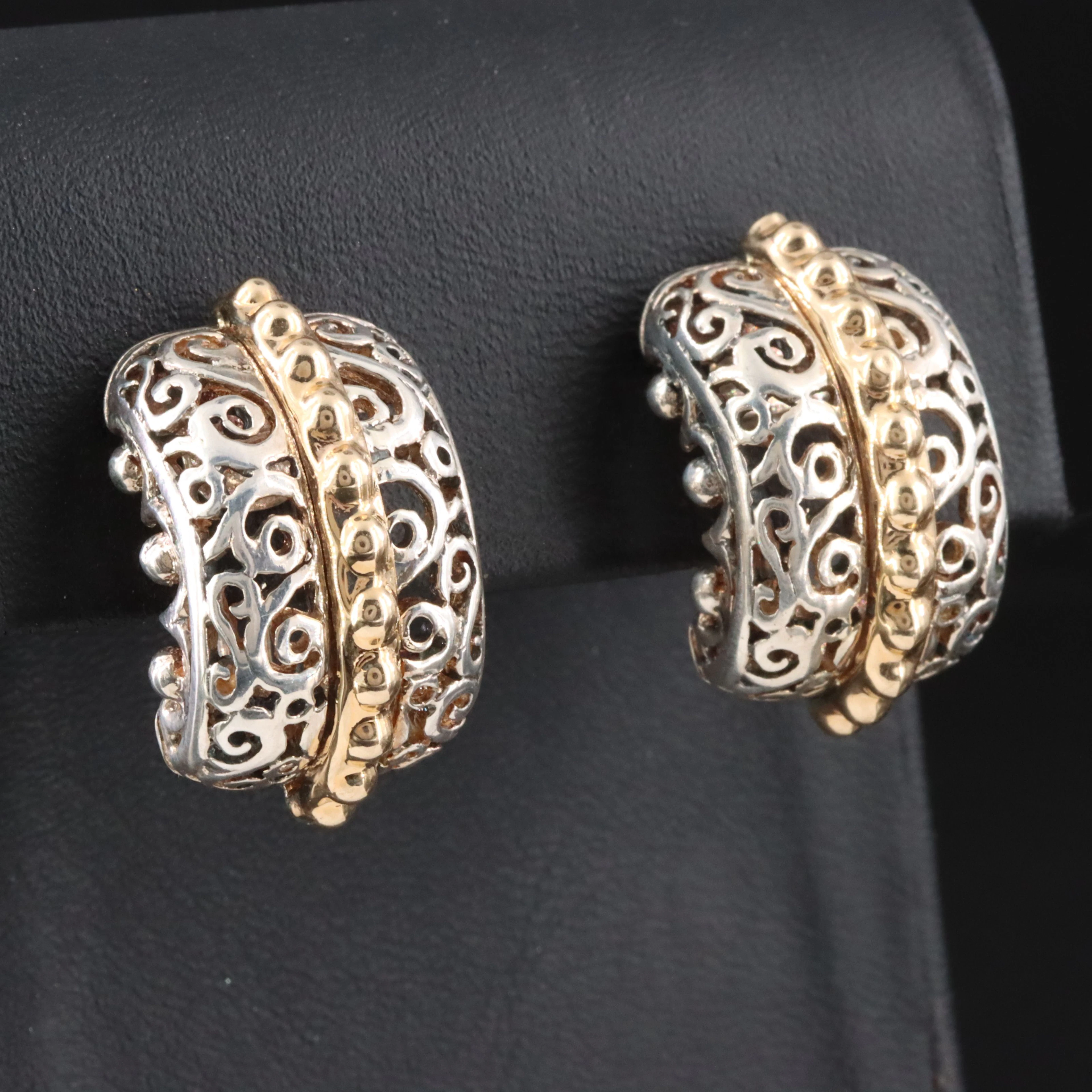 Alwand Vahan Sterling & 14K Scrollwork Drop Earrings