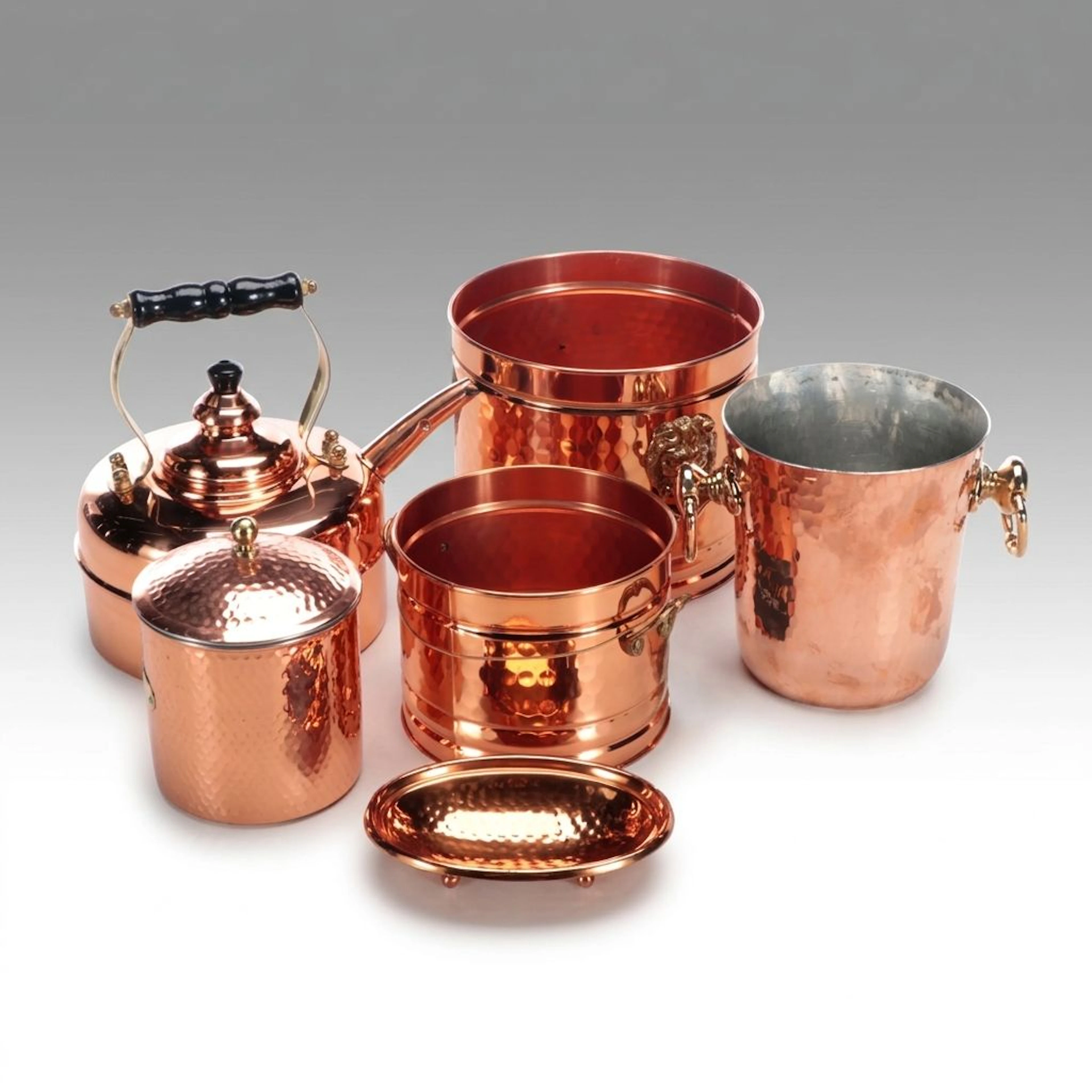 Bristol Brass Copper Ice and Champagne Buckets with Other Kitchenware