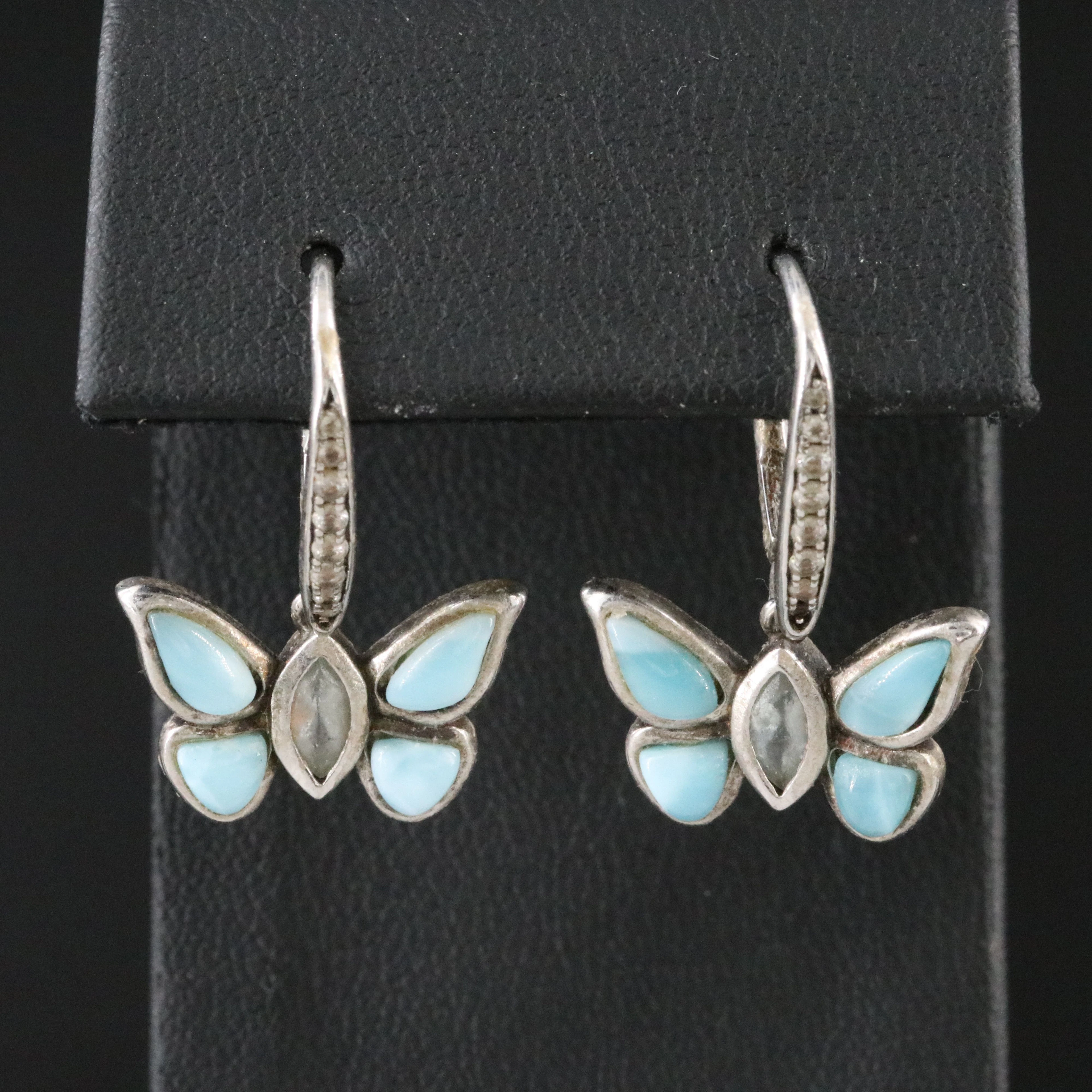 Sterling Chalcedony and White Topaz Butterfly Earrings