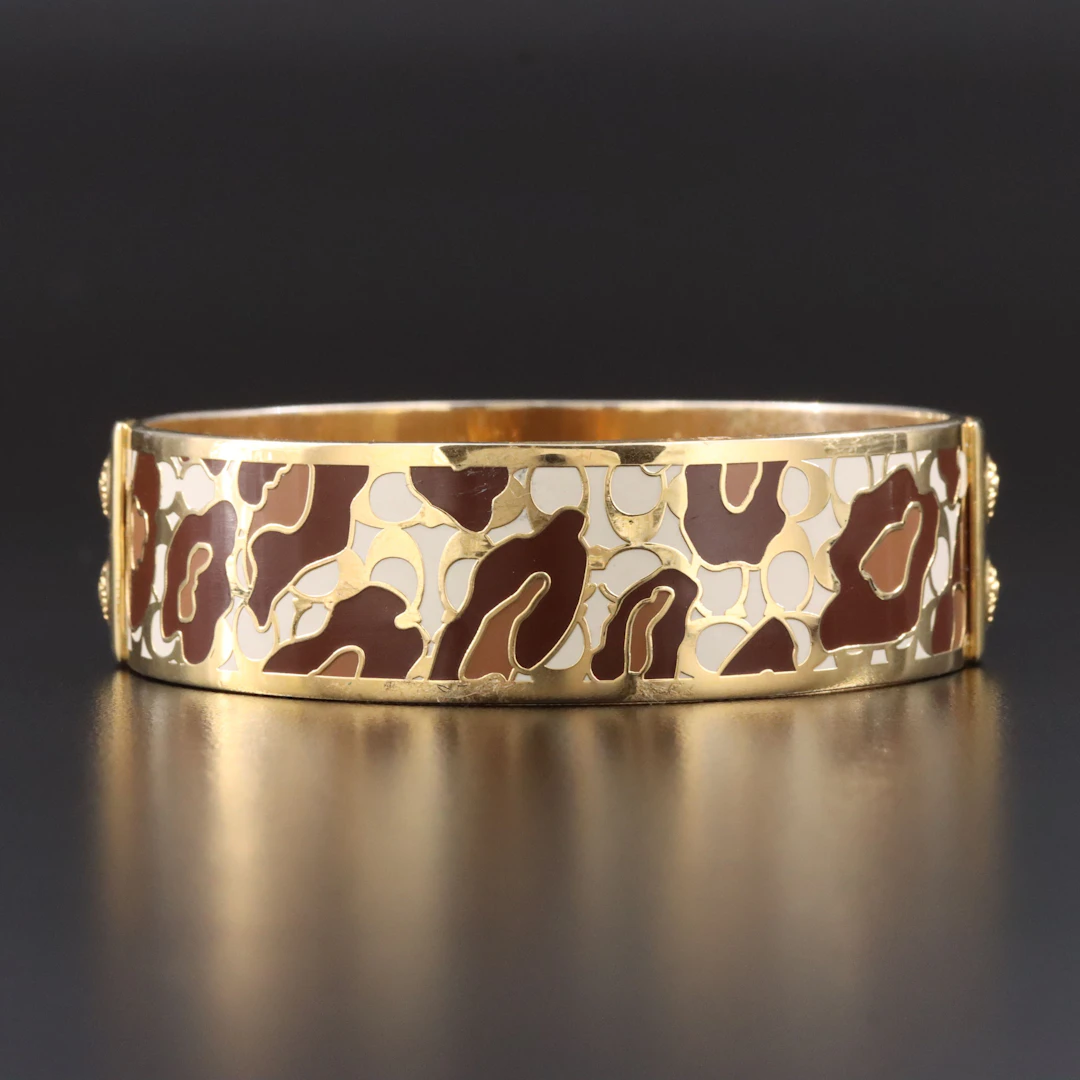 Coach C Logo Brown Camo Enamel Bracelet