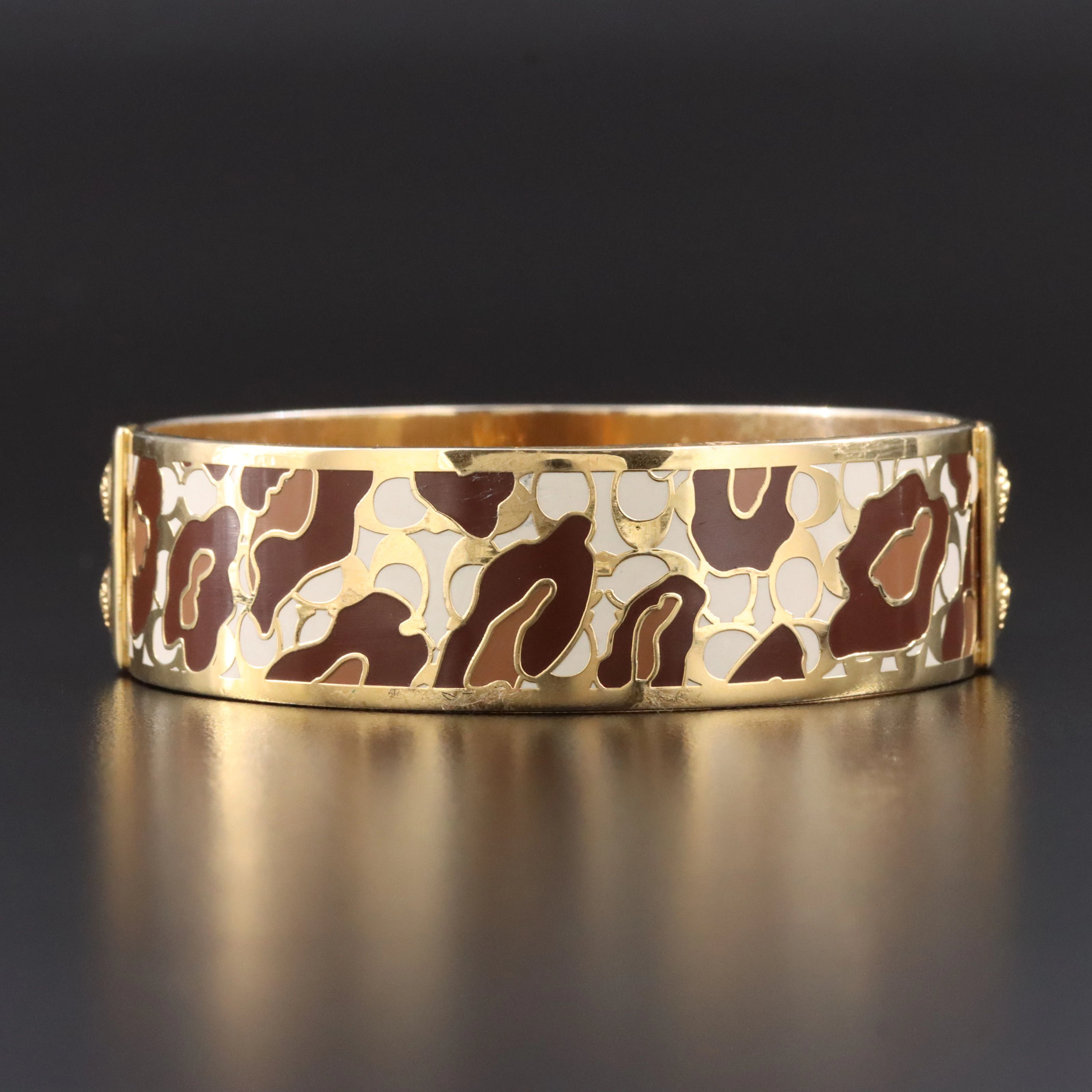 Coach C Logo Brown Camo Enamel Bracelet