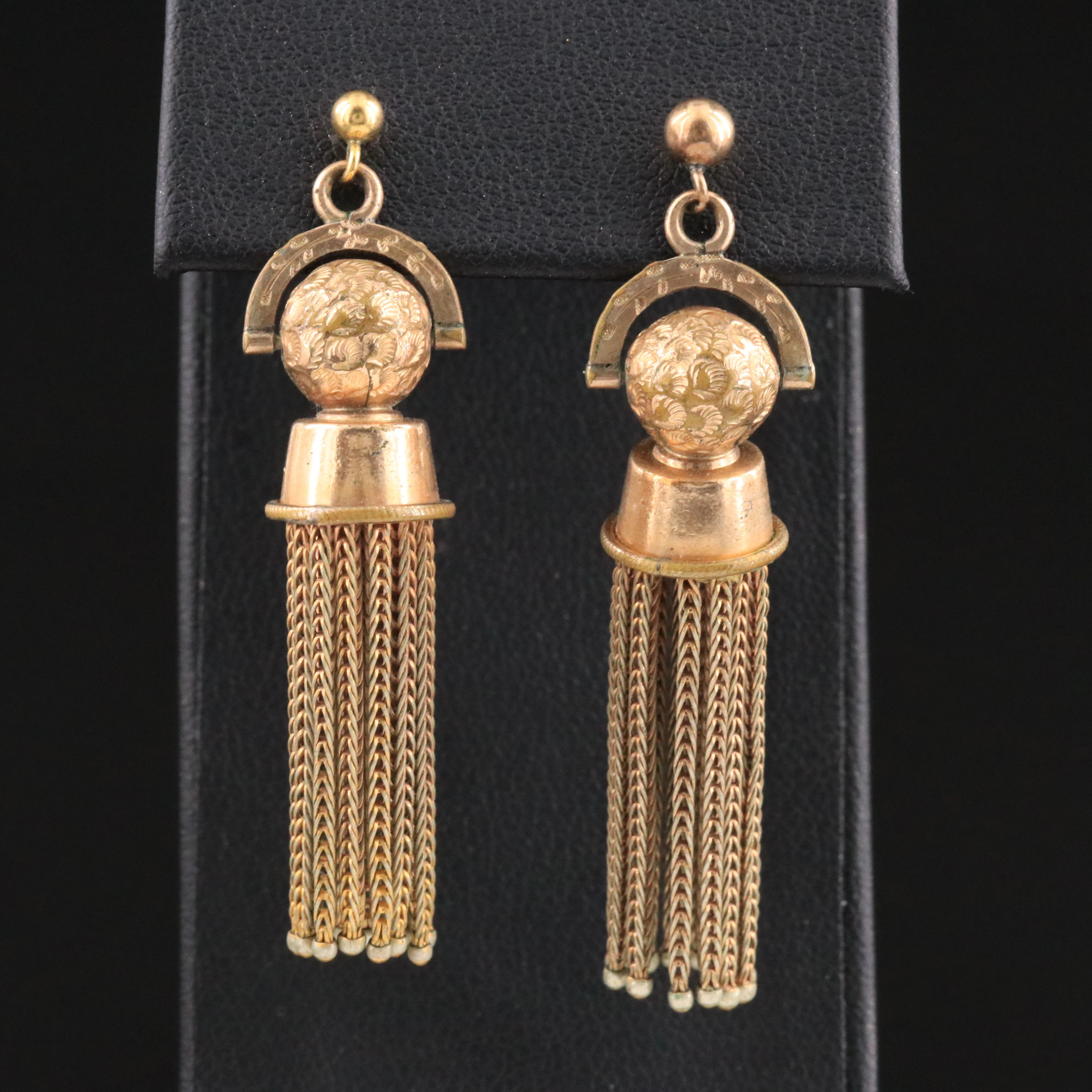 Victorian Tassel Drop Earrings on 14K Closures