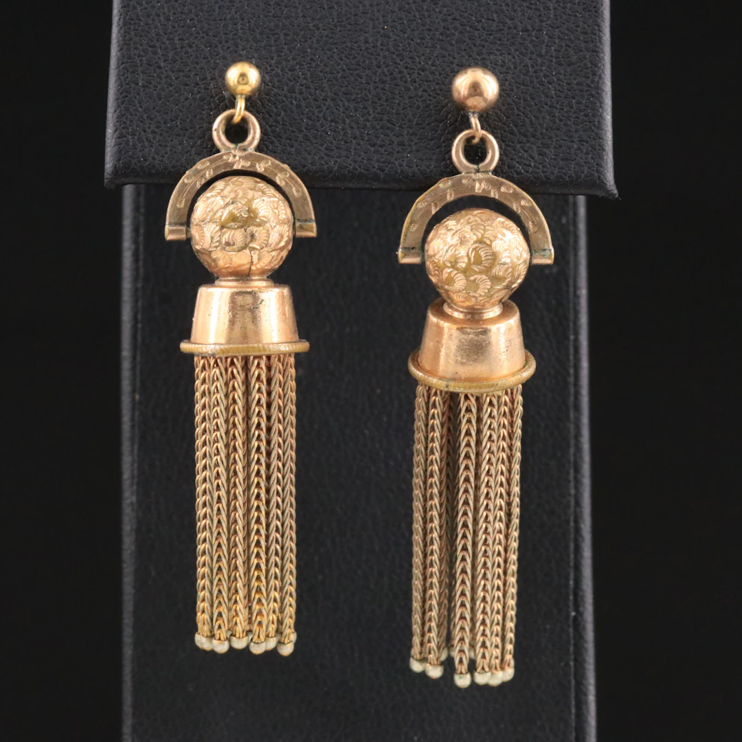 Victorian Tassel Drop Earrings on 14K Closures