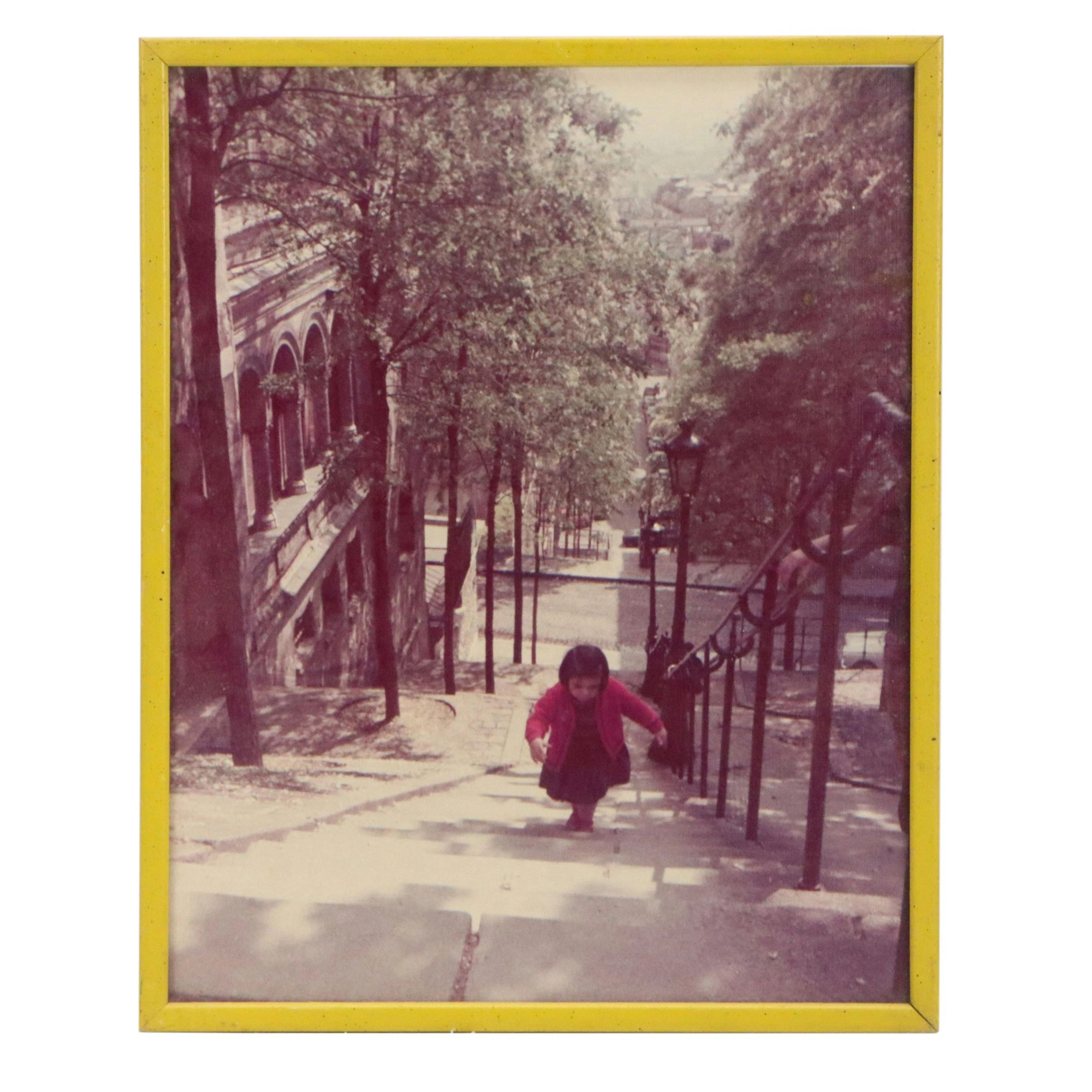Digital Print of Young Girl Walking Up Stairs of Sacré-Cœur