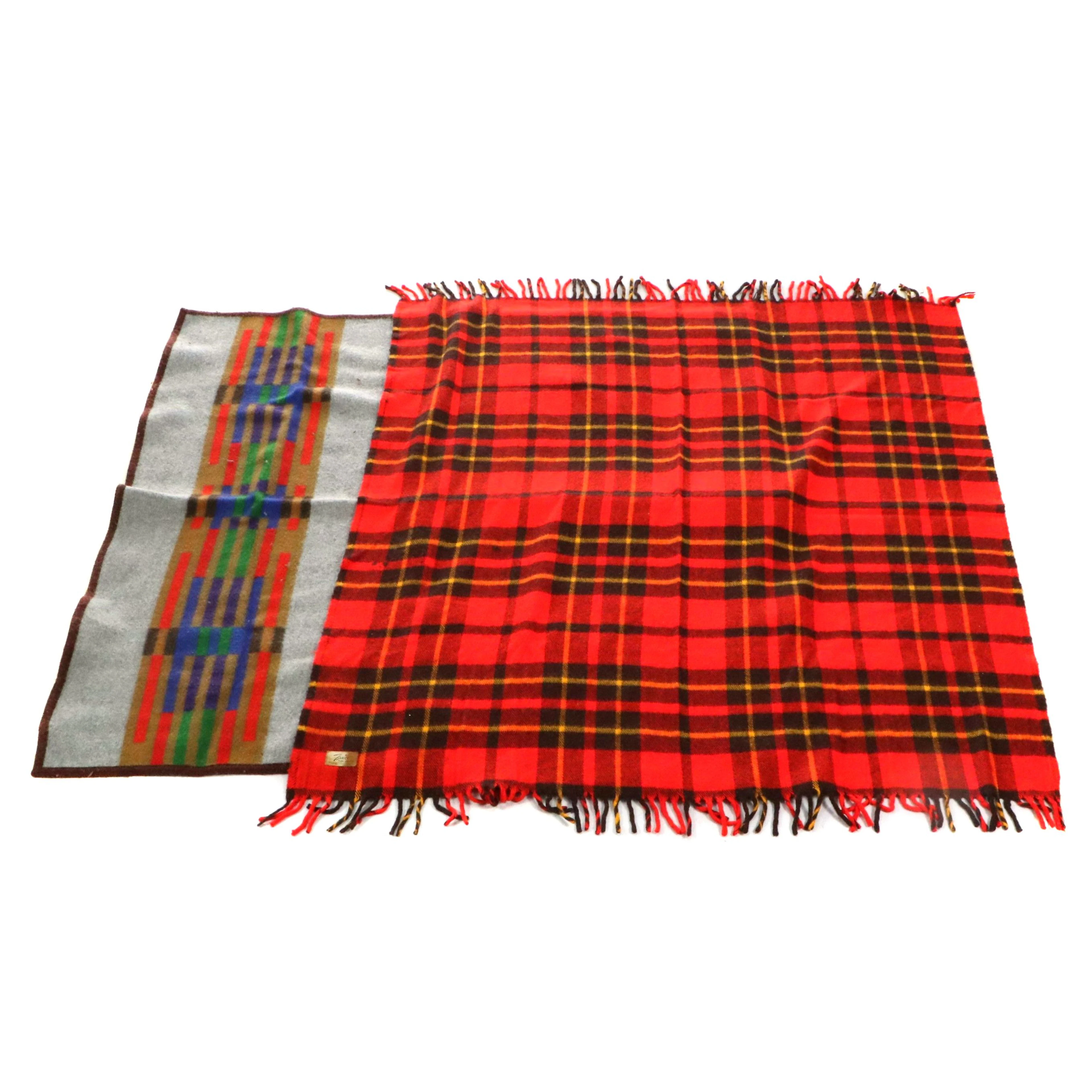 Faribault Woolen Mill Co. Red Checkered Throw with Other Blanket