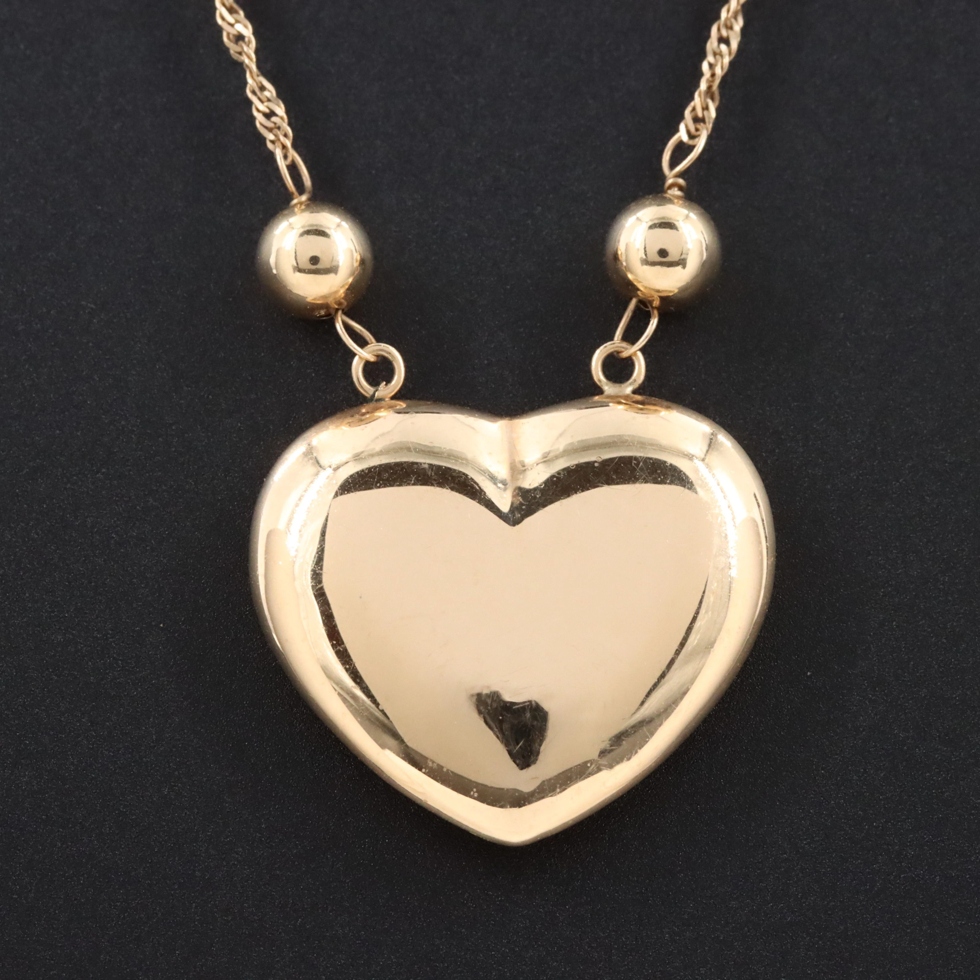 14K Heart Station Necklace