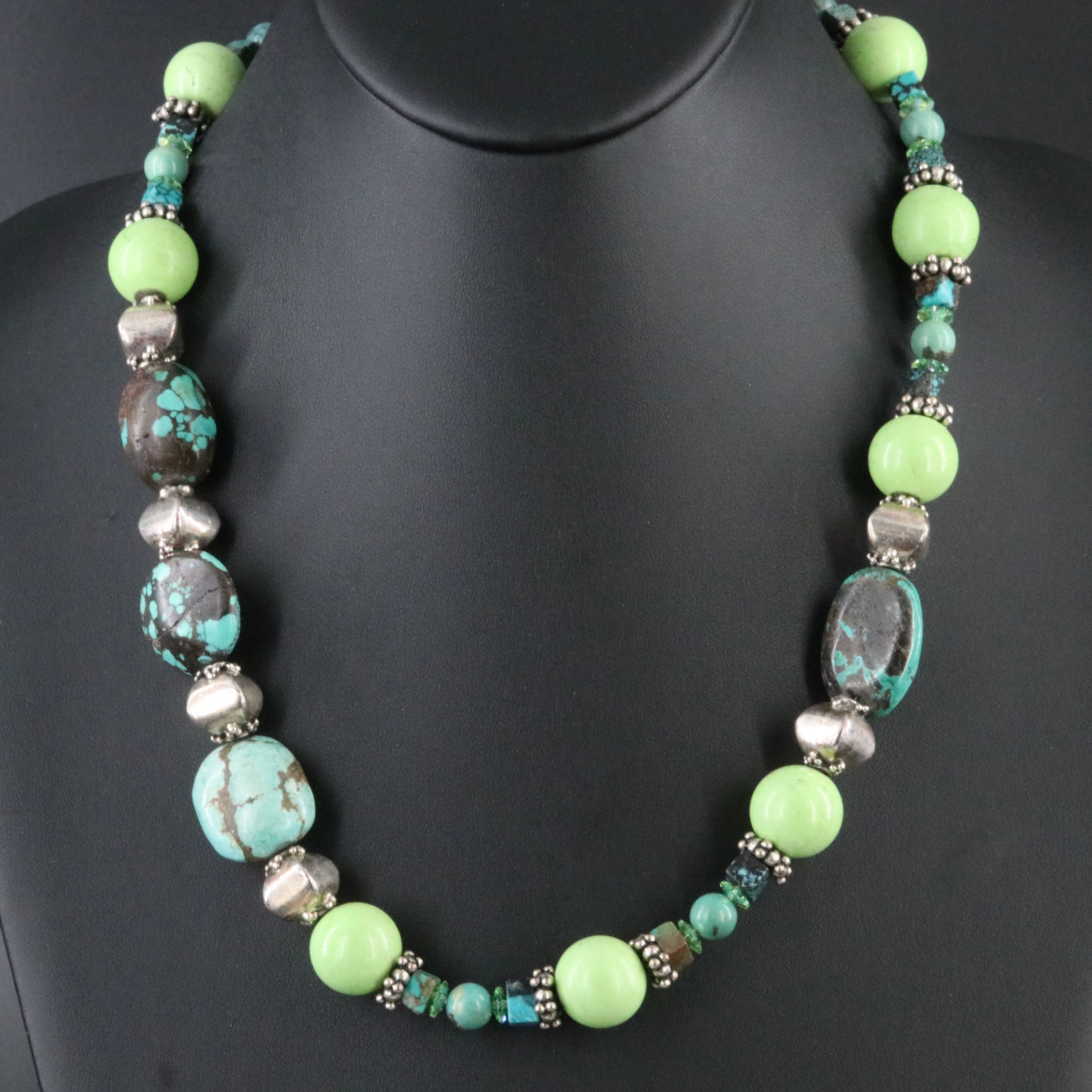 Turquoise and Magnesite Necklace with Sterling Accent Beads