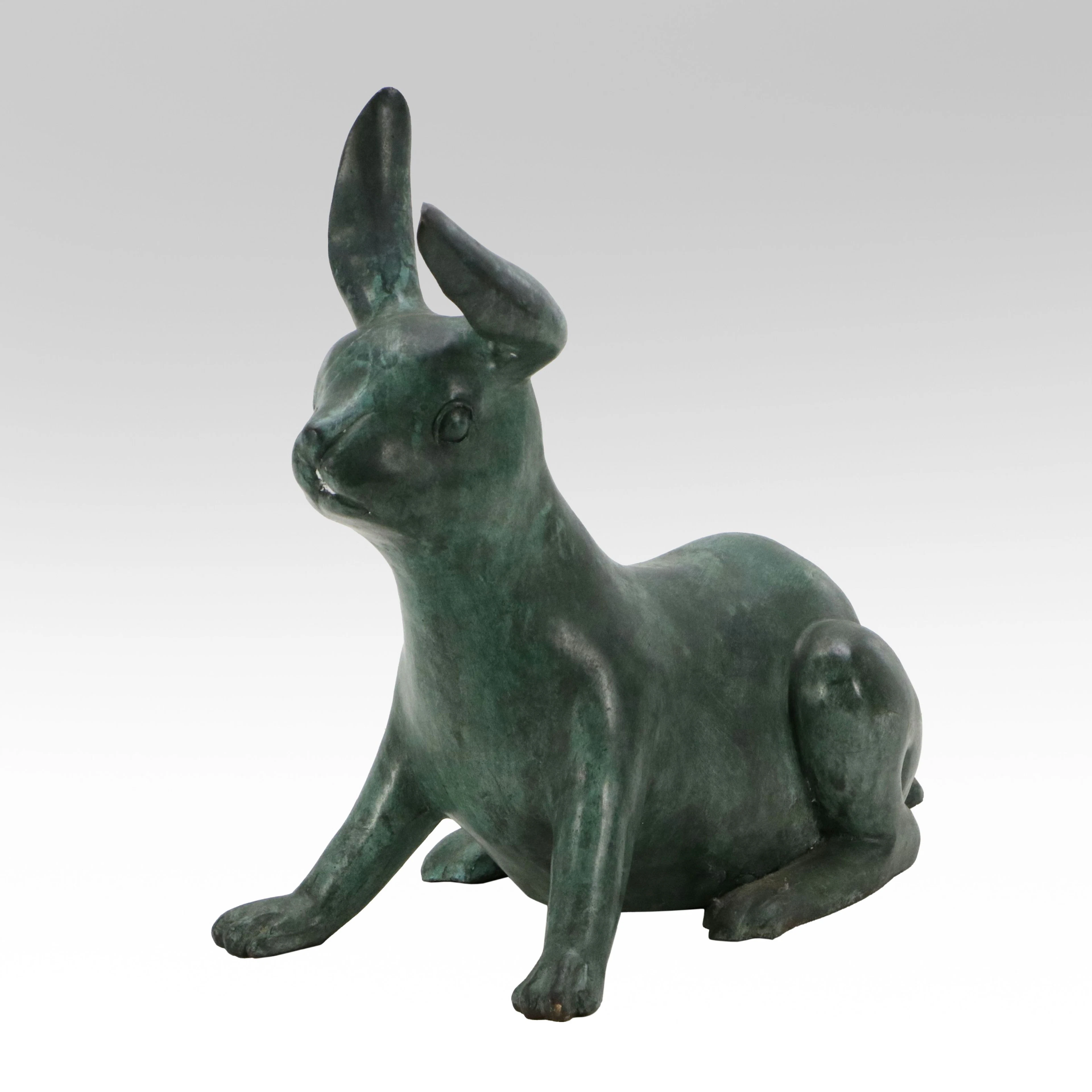 Cast Spelter Rabbit Sculpture, Circa Late 20th Century