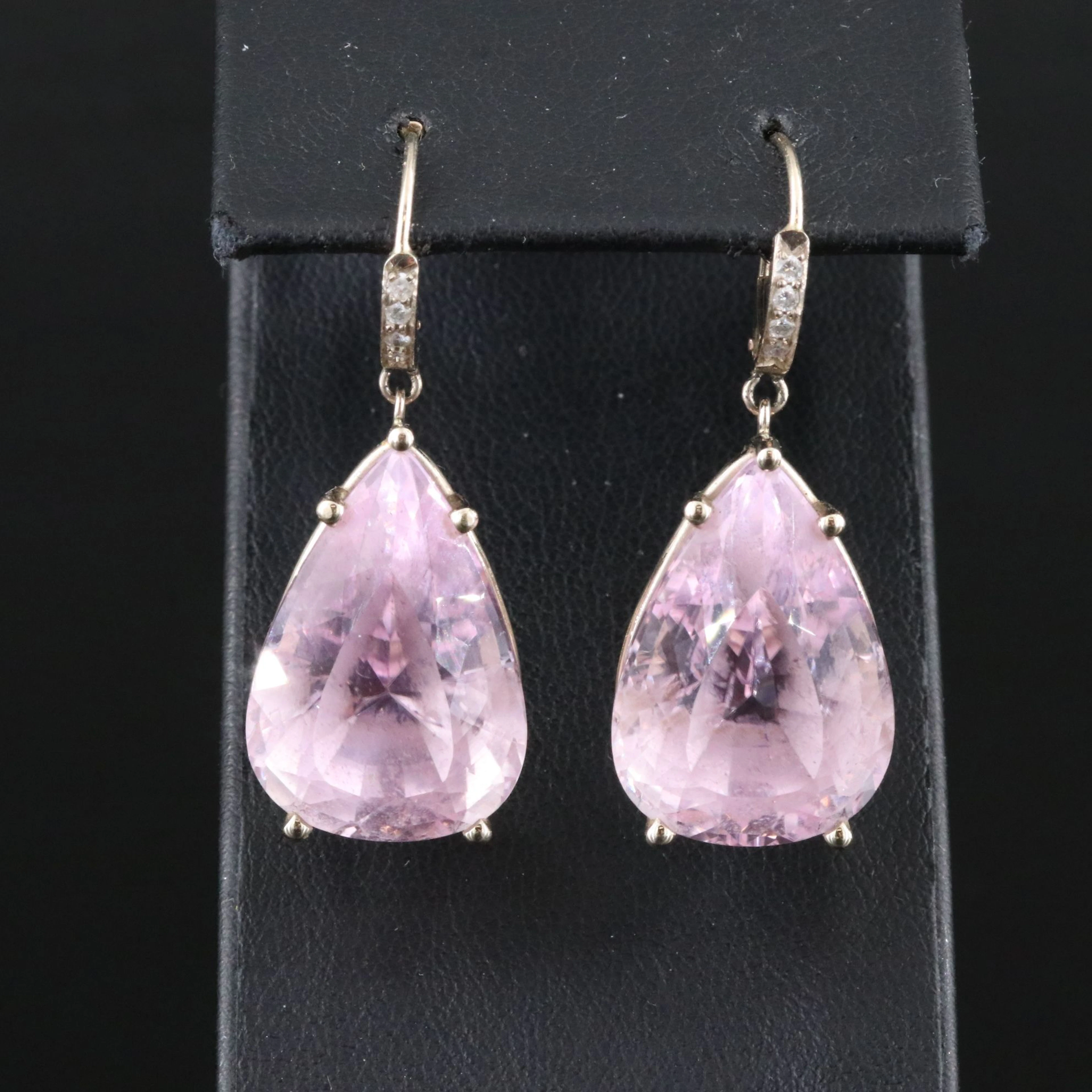 14K 58.00 CTW Kunzite and Diamond Pendant Earrings