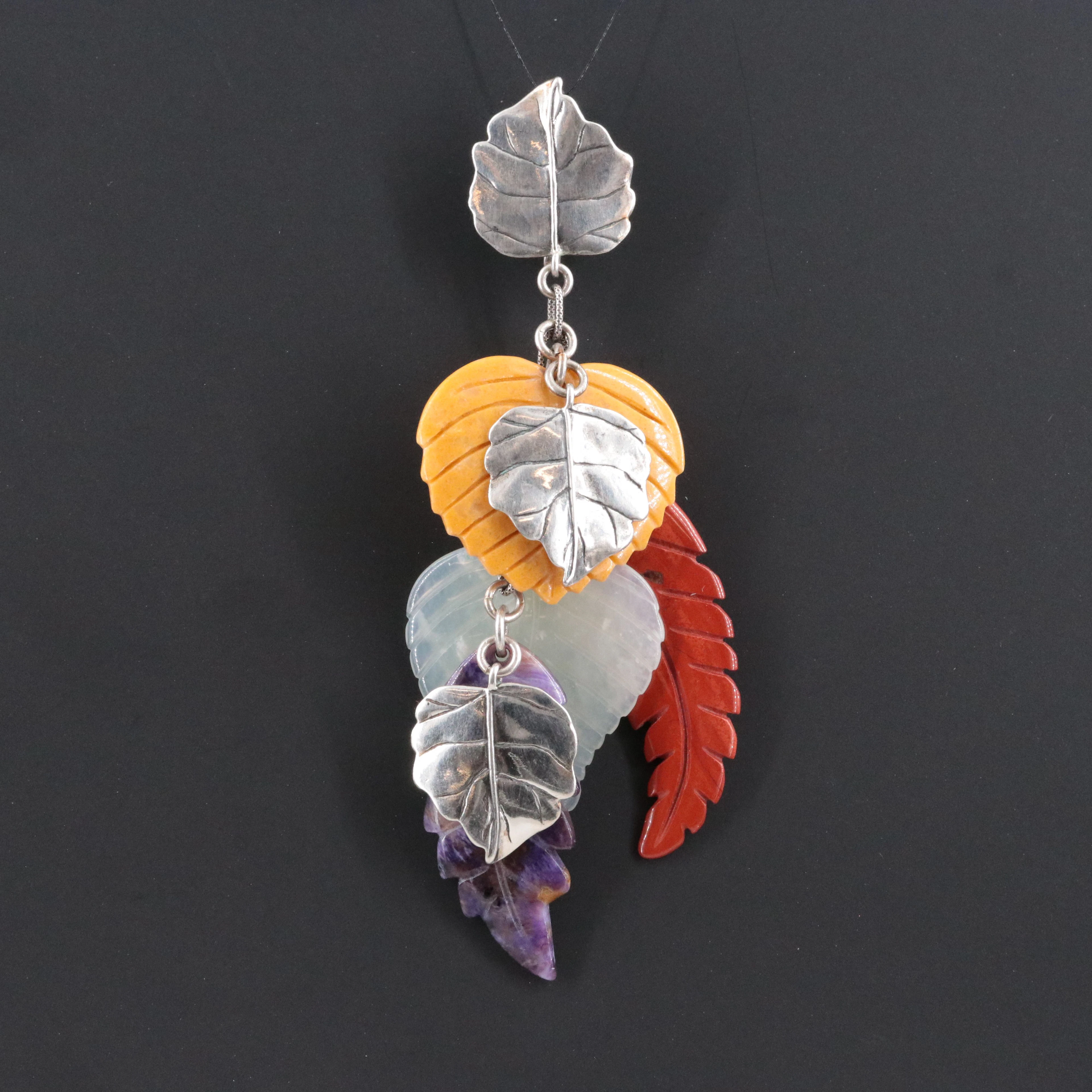 Carolyn Pollack for Relios Sterling Enhancer Pendant Including Jasper