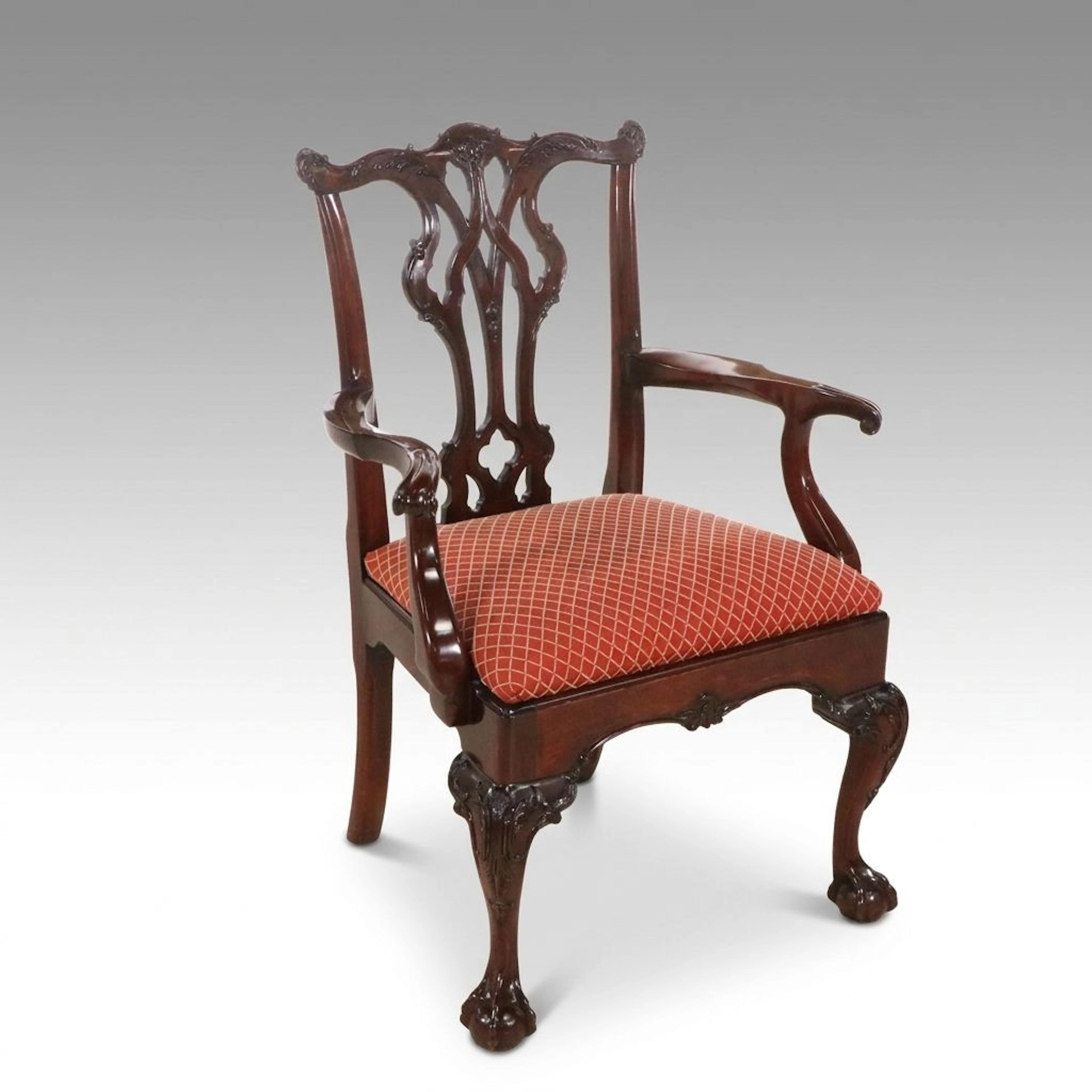 Winterthur Chippendale Style Mahogany Armchair, Mid to Late 20th Century