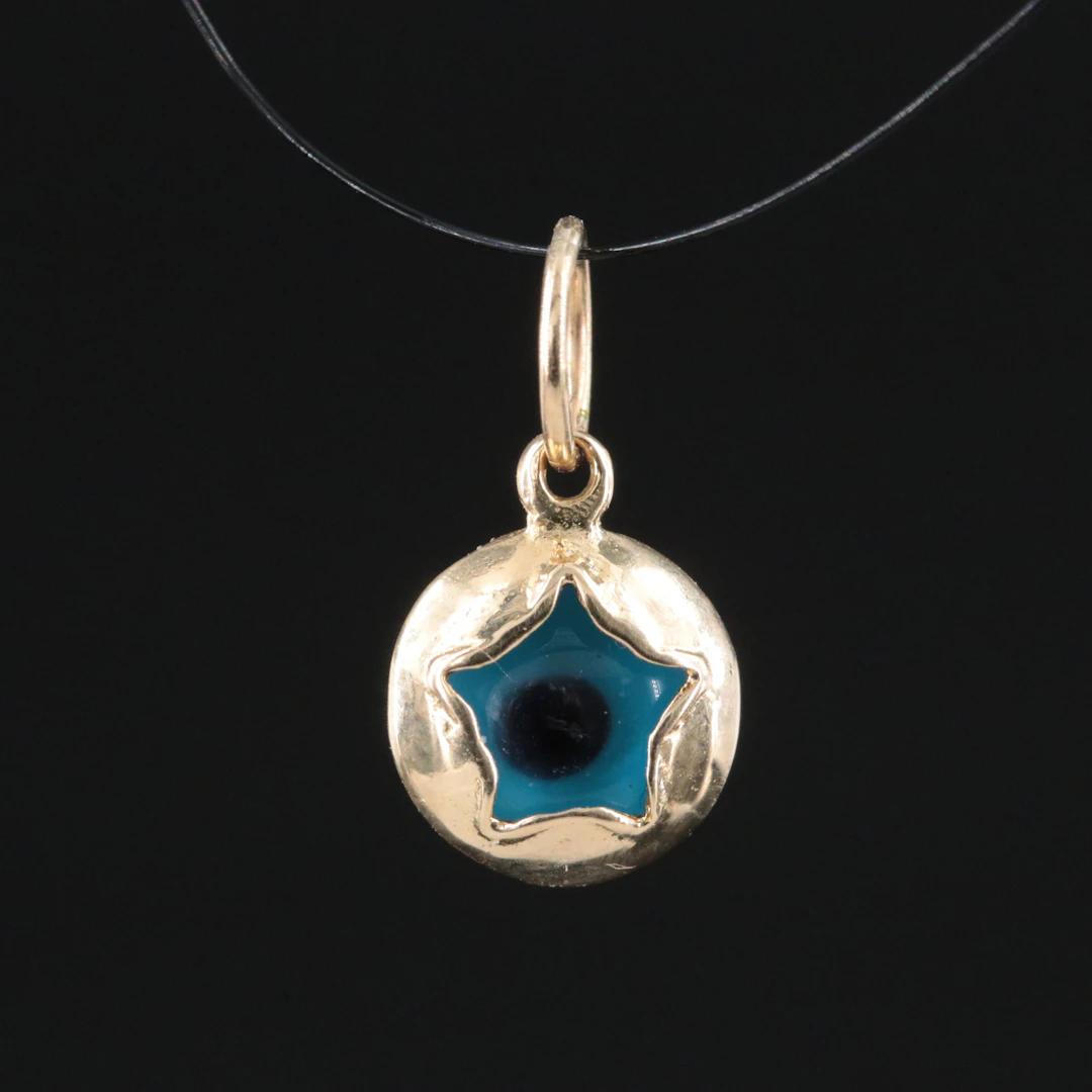 14K Glass Evil Eye Charm