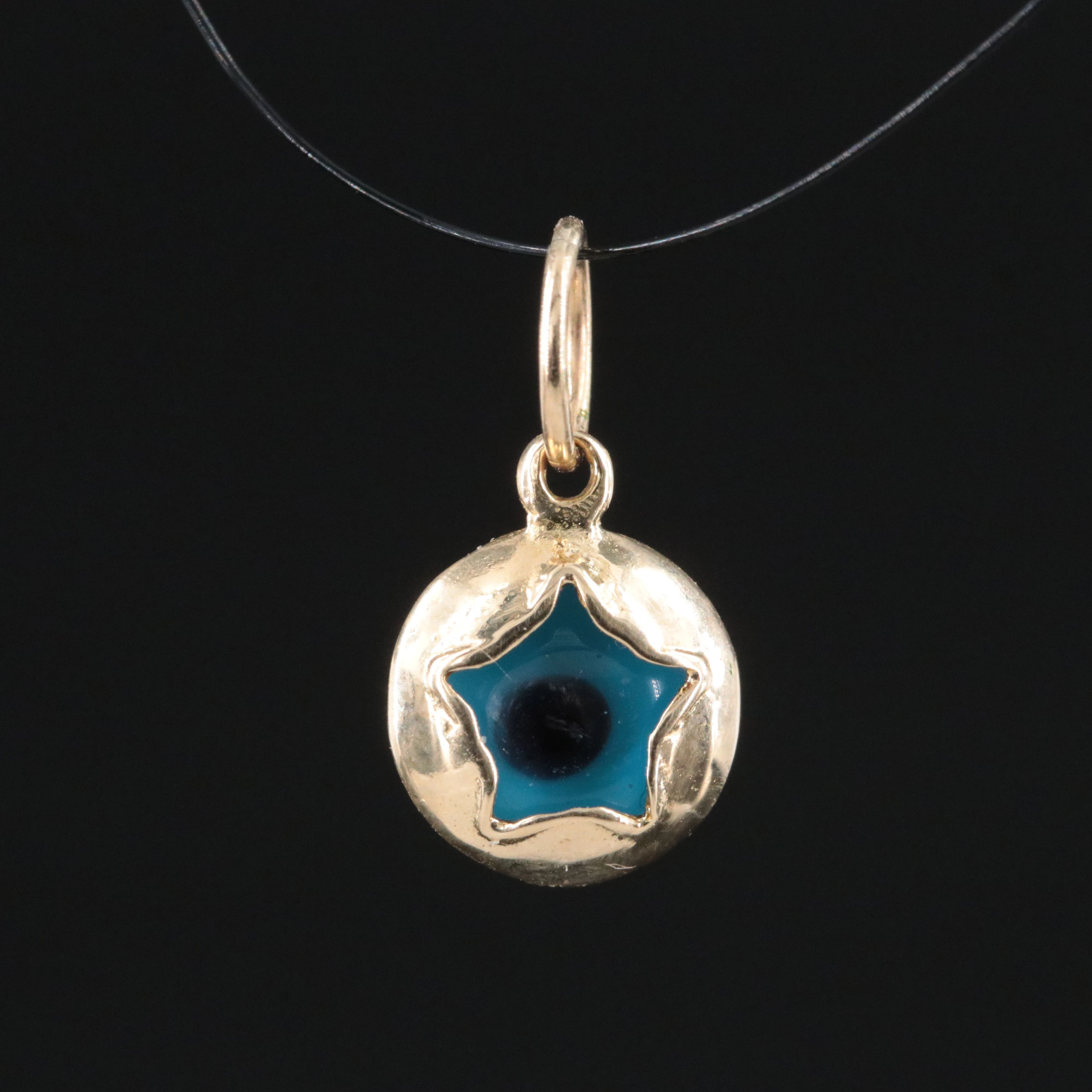 14K Glass Evil Eye Charm