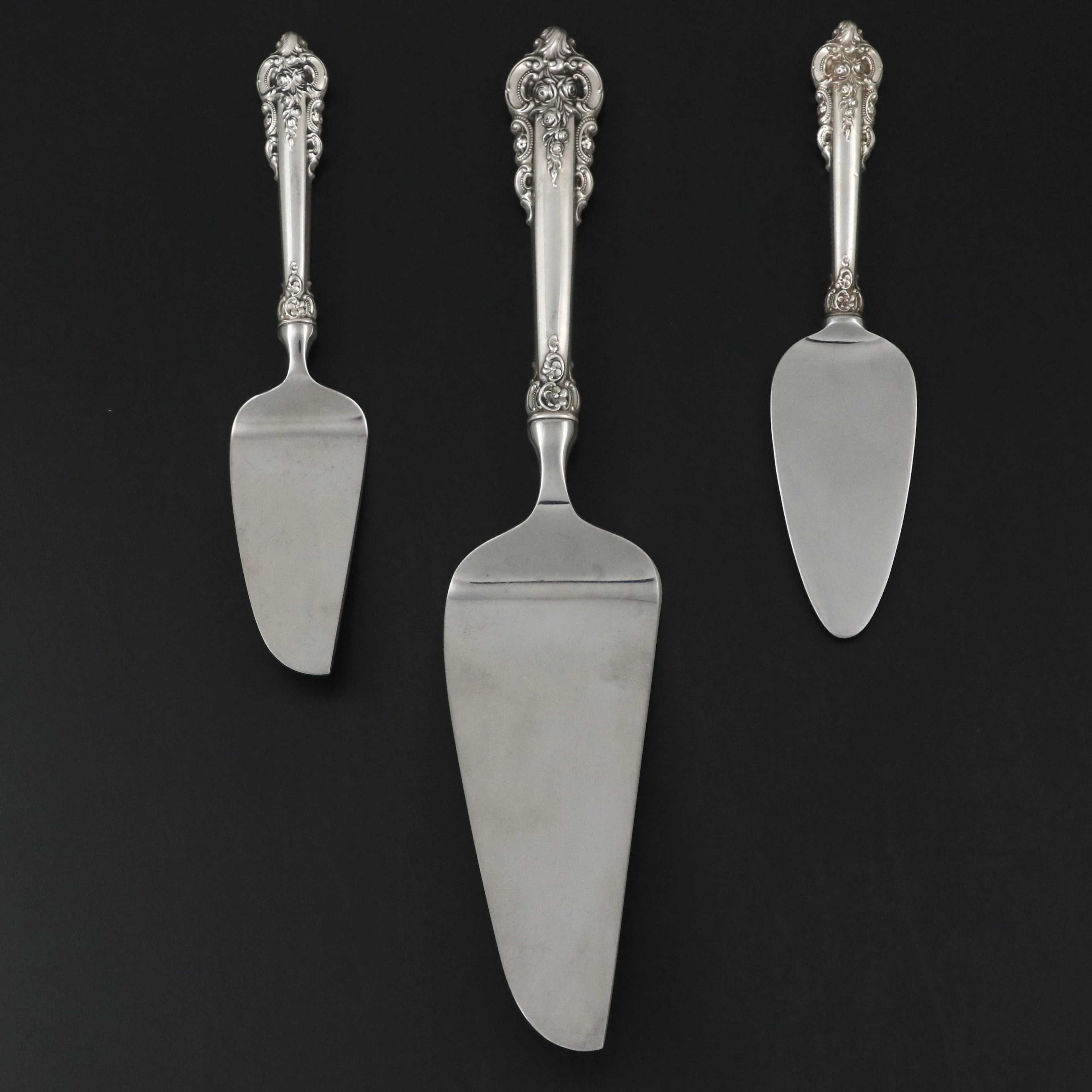 Wallace "Grande Baroque" Sterling Silver Handled Cheese and Dessert Servers
