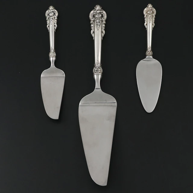 Wallace "Grande Baroque" Sterling Silver Handled Cheese and Dessert Servers