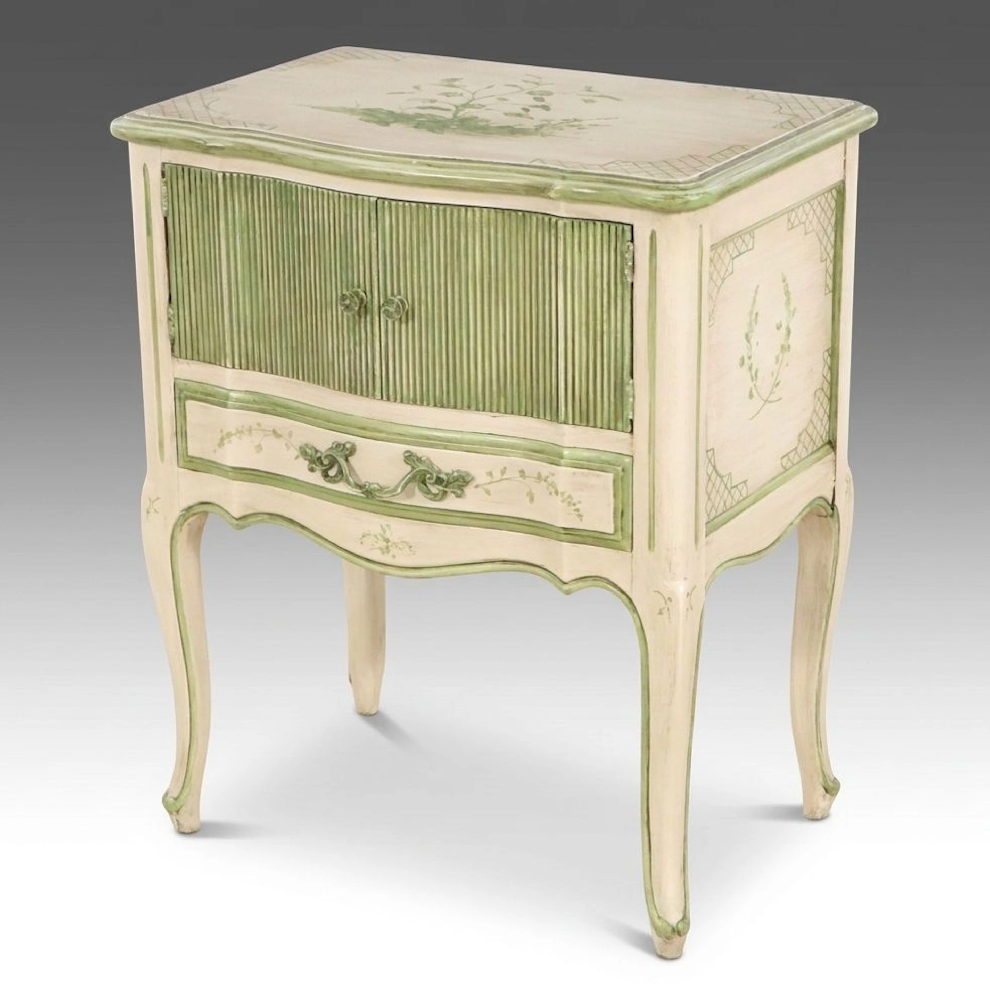 French Provincial Style Paint-Decorated Side Cabinet, Mid-20th Century